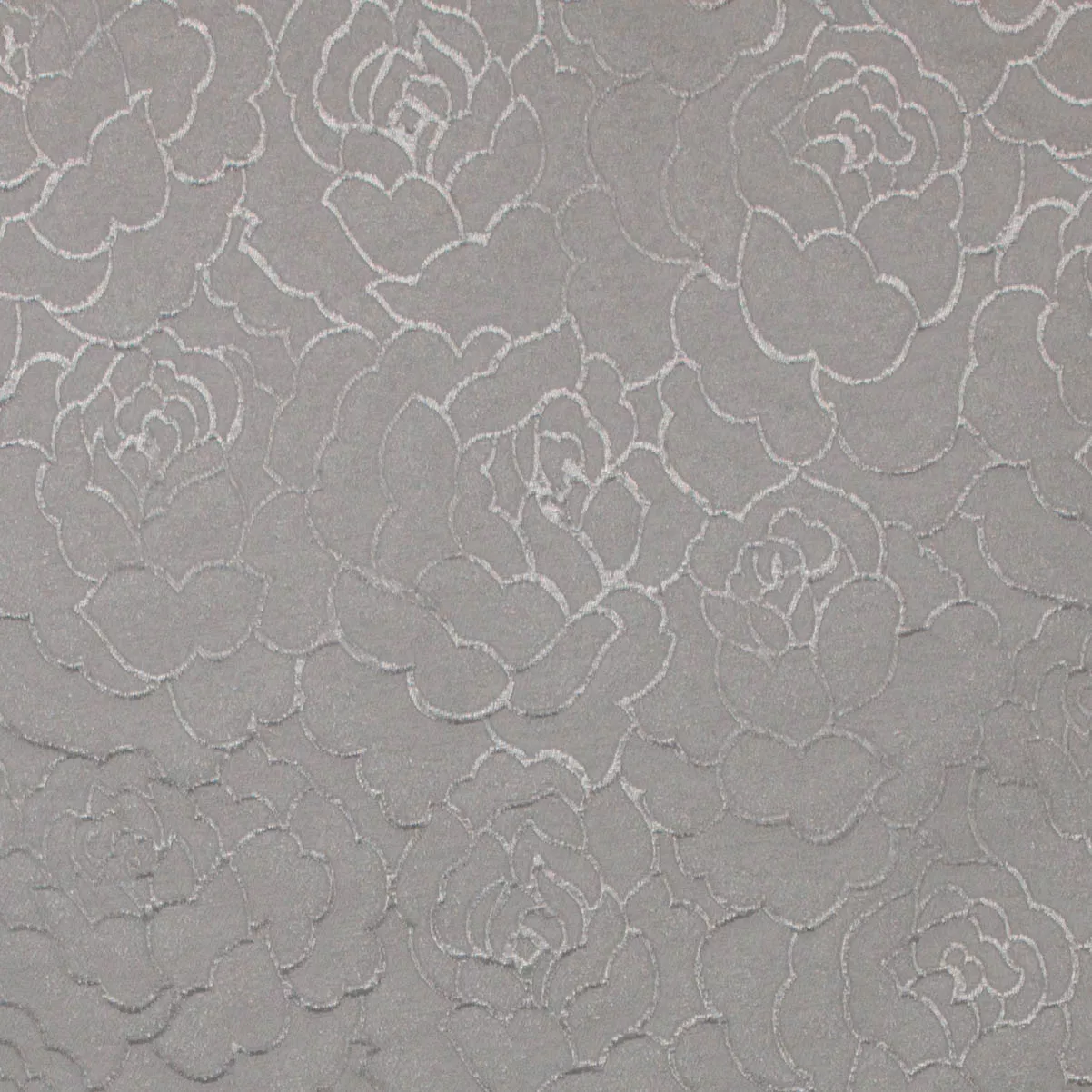 Jacquard met rozenmotief  in zilver