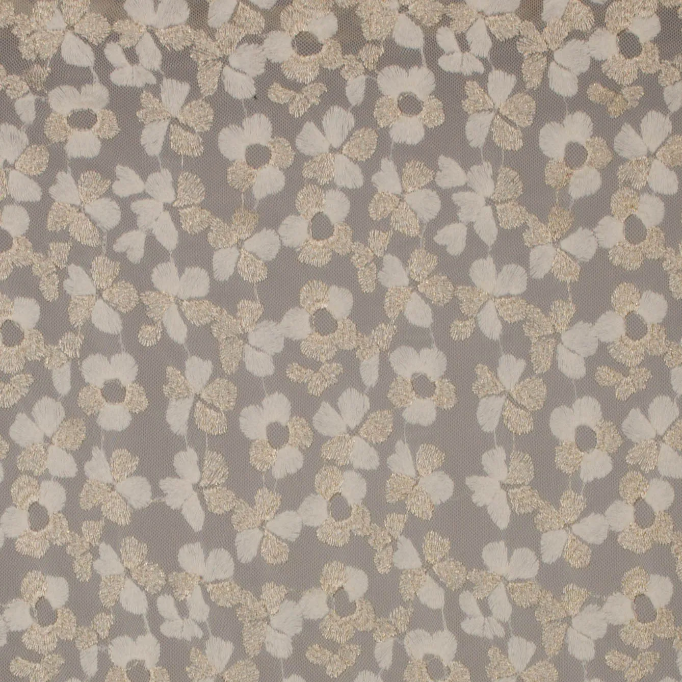 Ecru kant met gouden bloemen