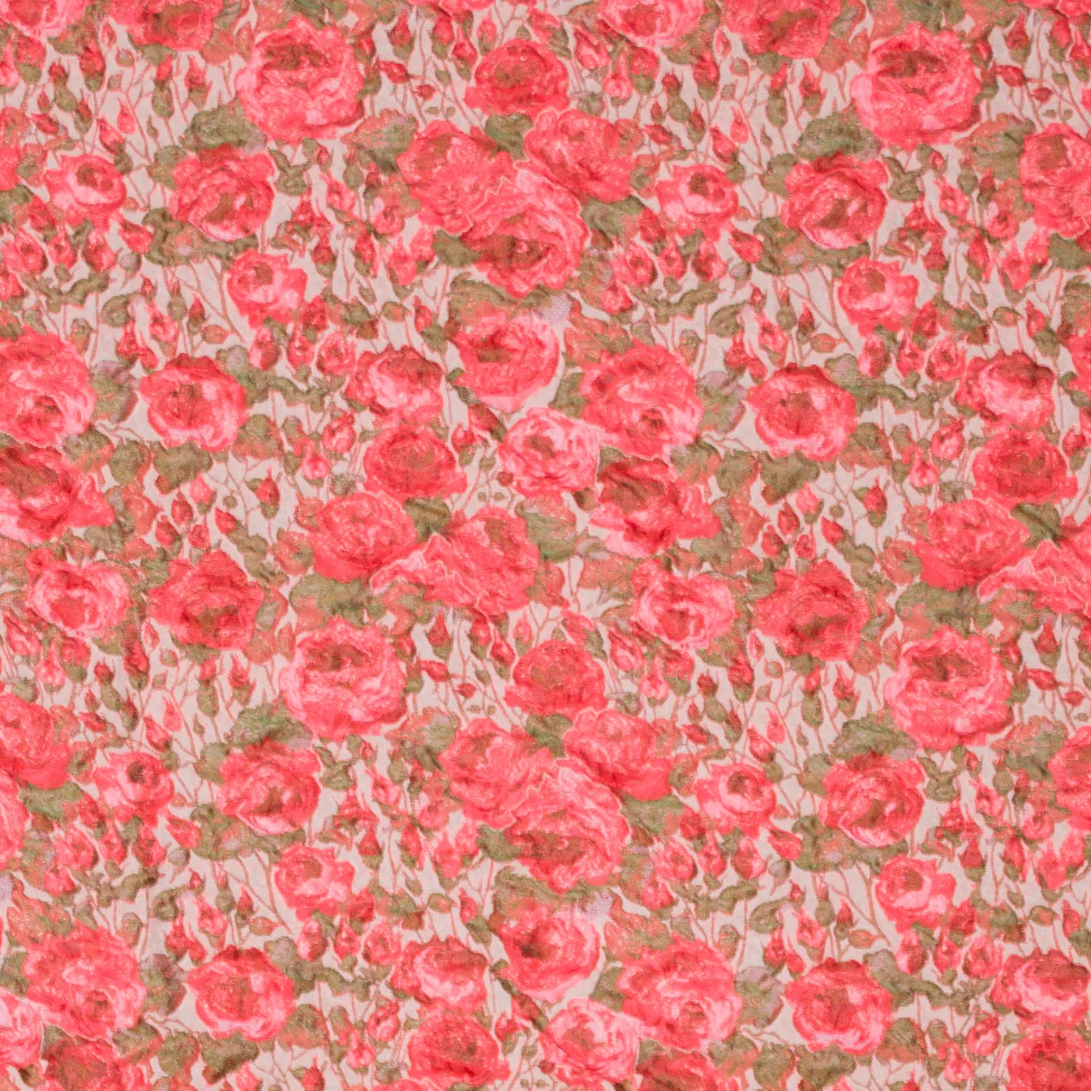 Jacquard met koraal bloemenmotief.