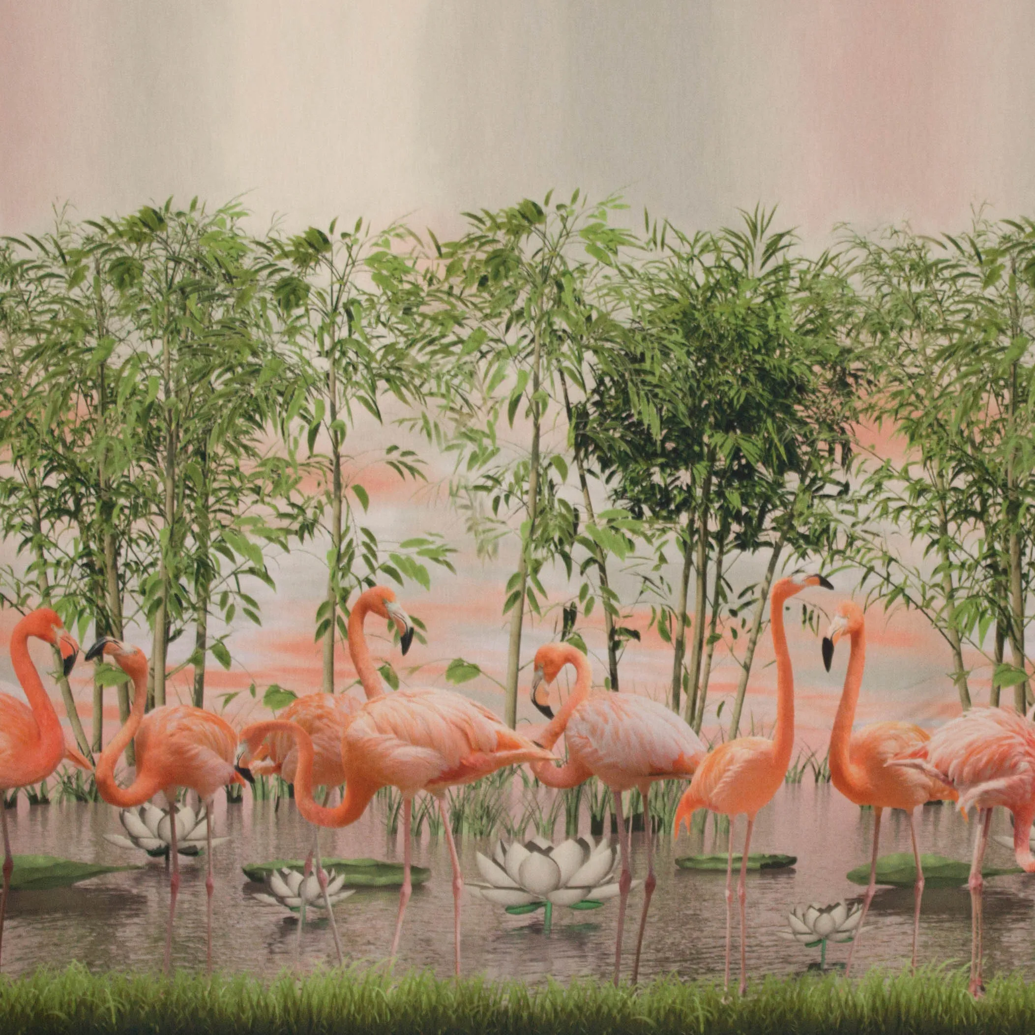 paneel tricot met digitale print flamingo