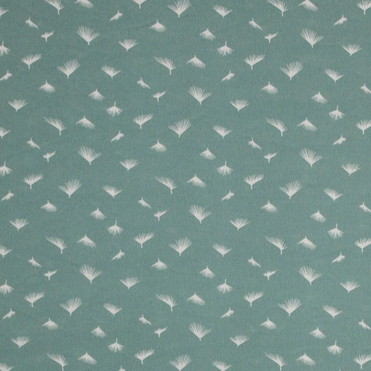 Soepele polyester in munt met witte pluisjesprint
