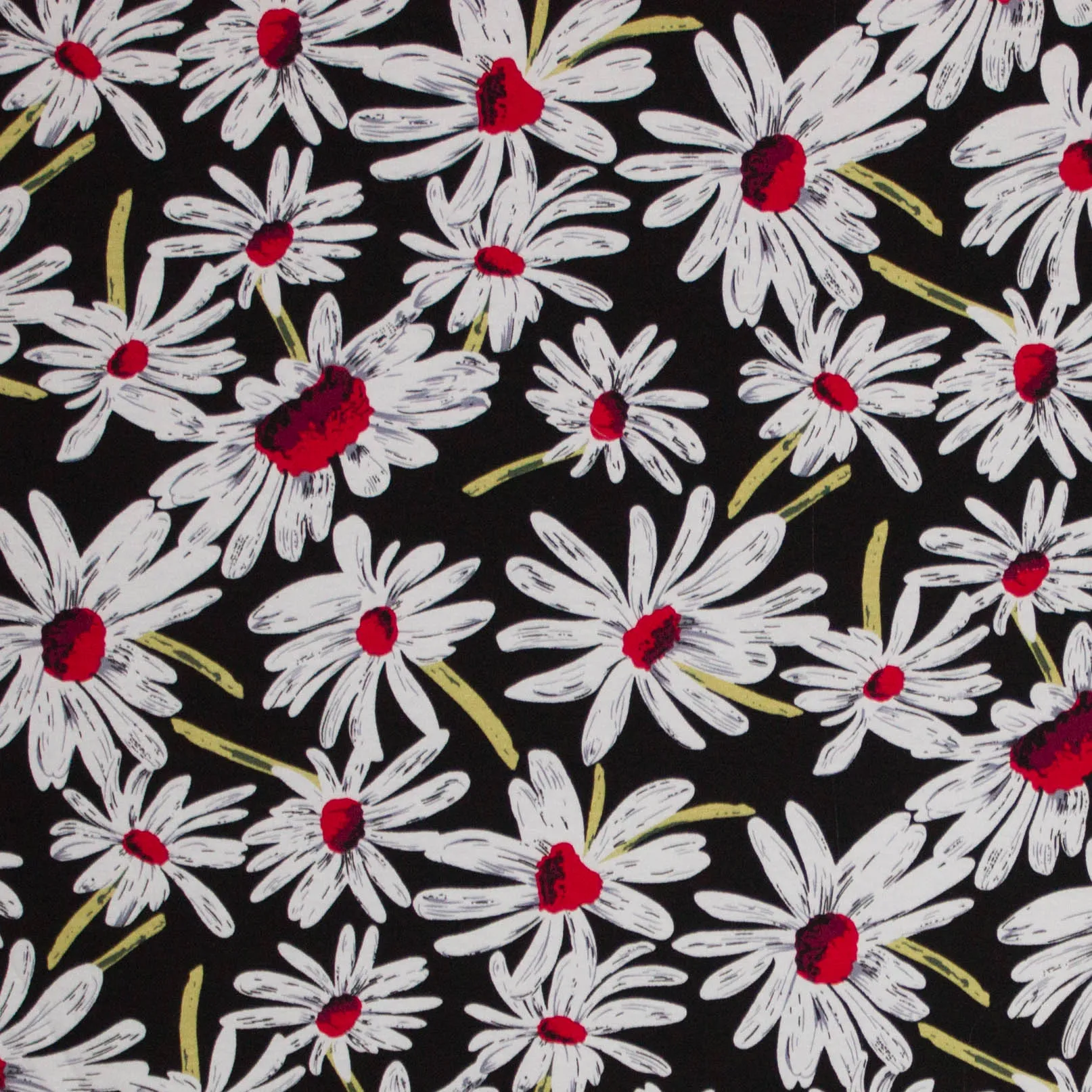 Viscose tricot zwart met grote bloemen