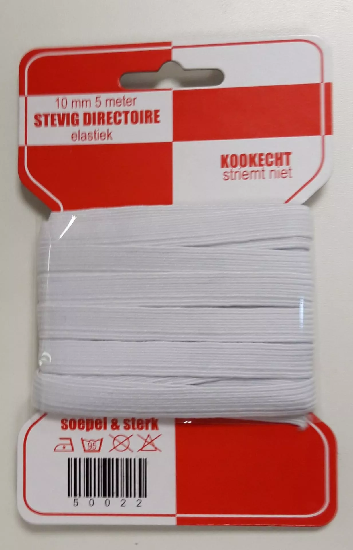 pakketje van 5 m witte elastiek 1 cm breed