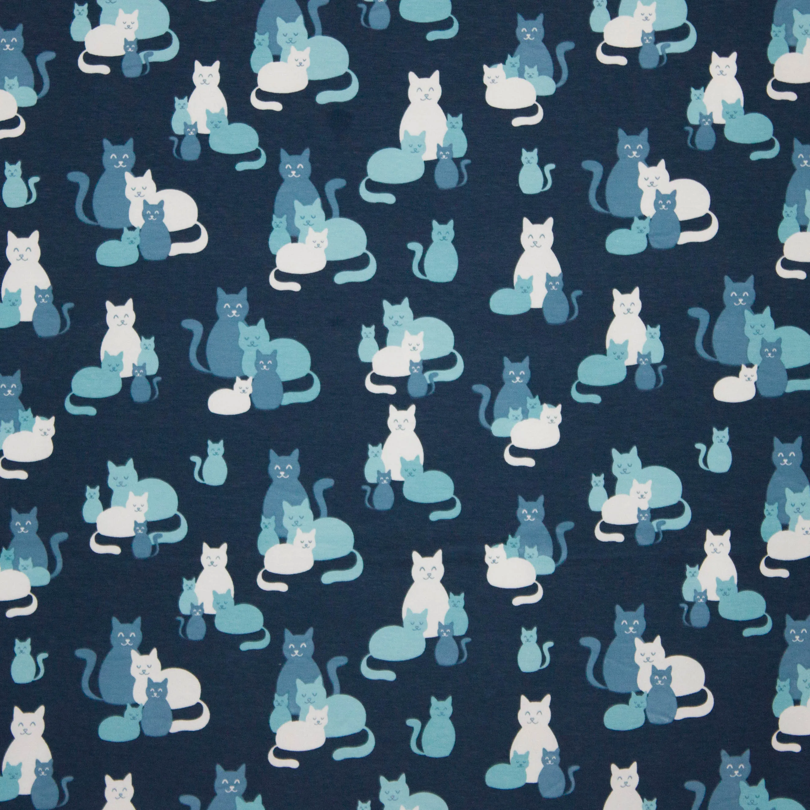 tricot met poezenfamilie blauw