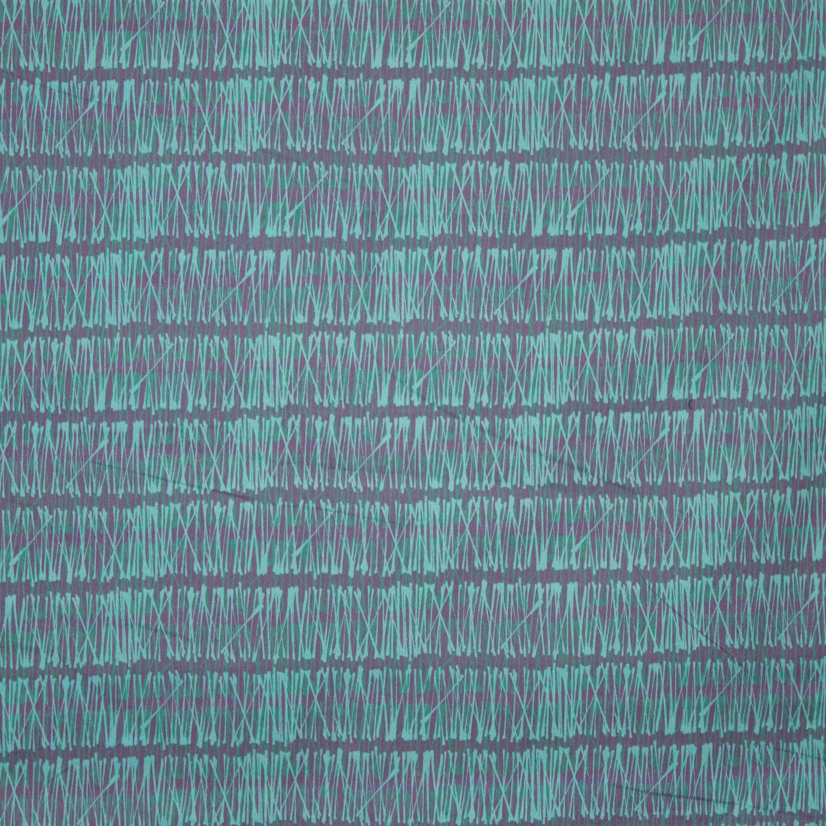 Katoen met unieke print in petrol en turquoise