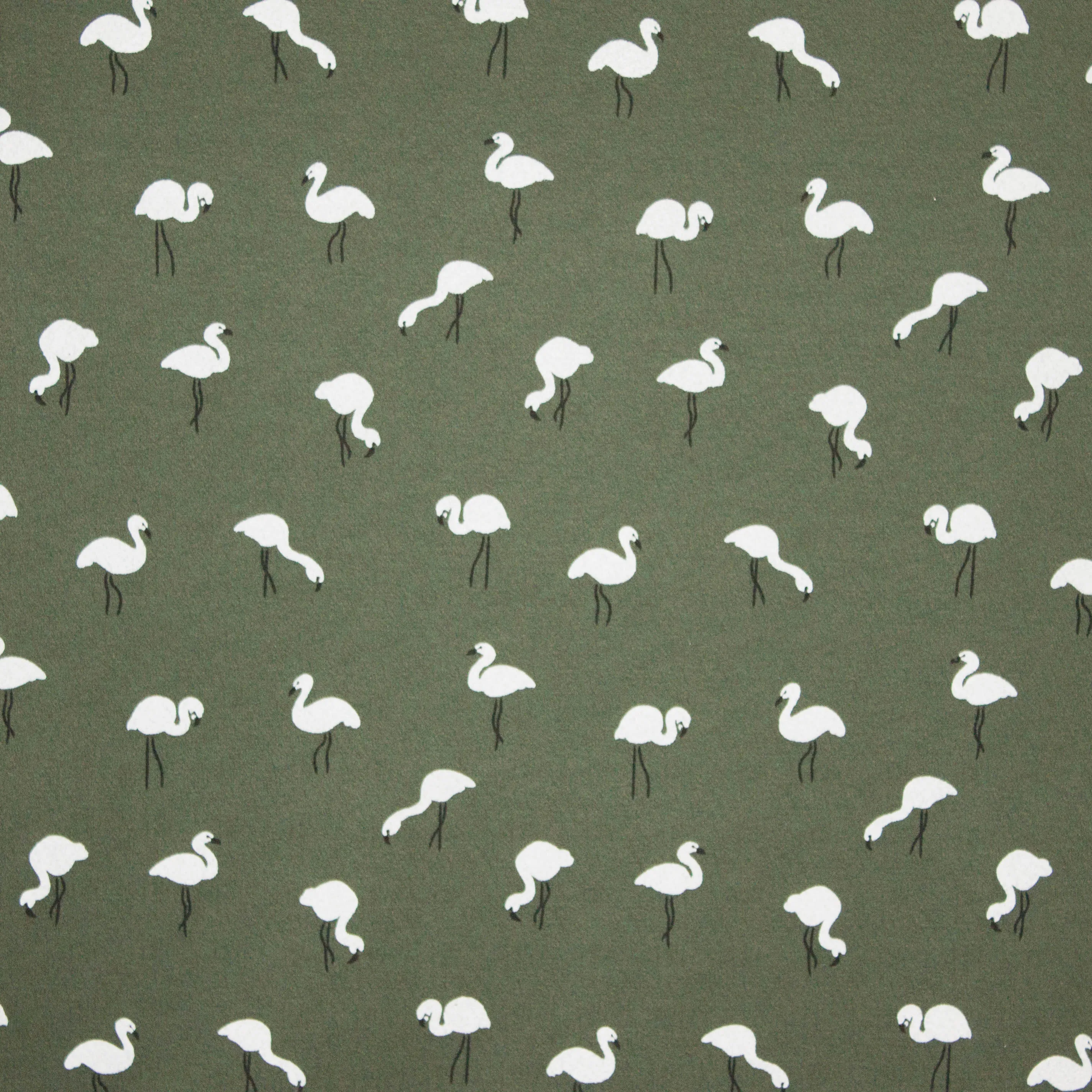 Crêpe tricot met flamingo's op kaki achtergrond