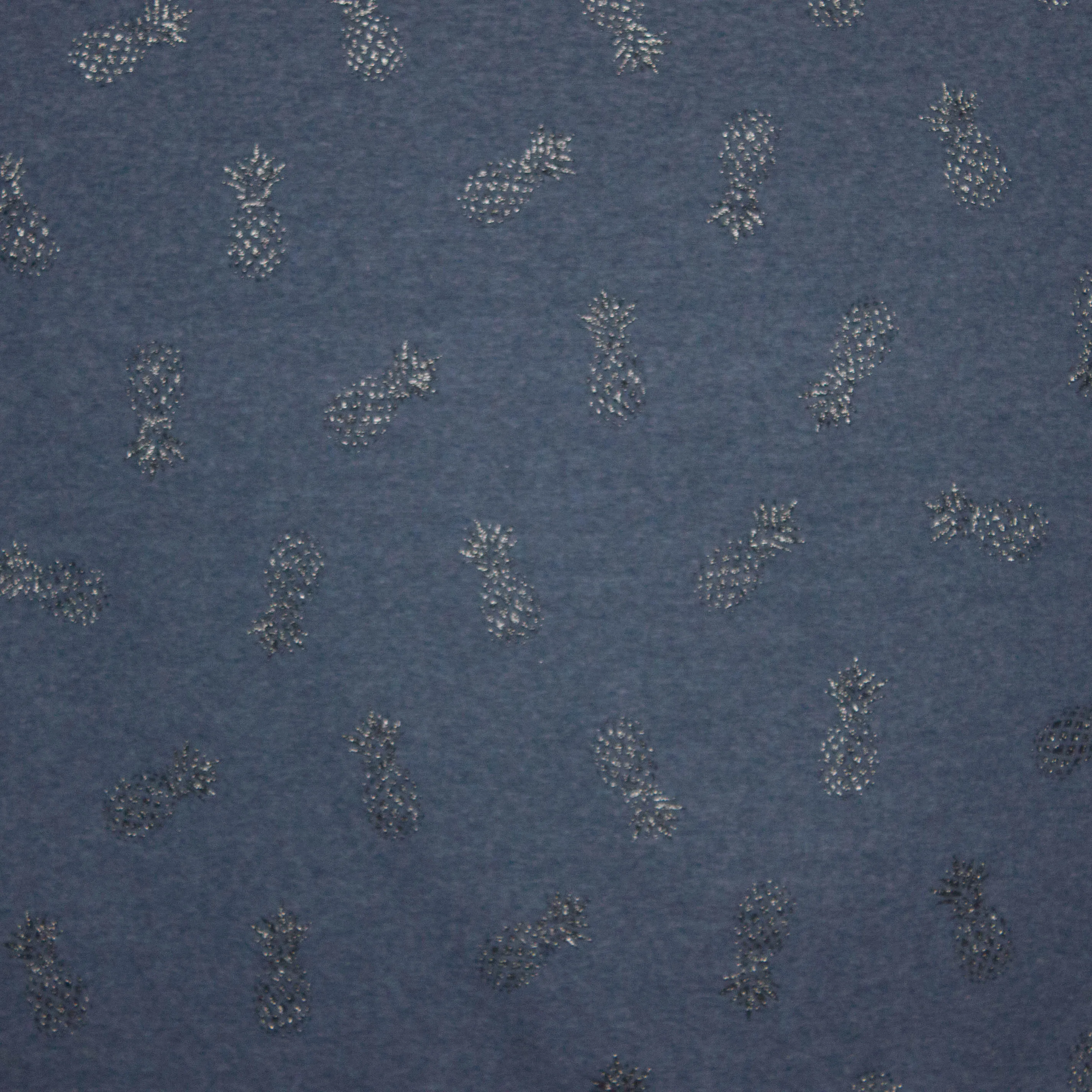 sweaterstof in jeansblauw met glitter ananasjes