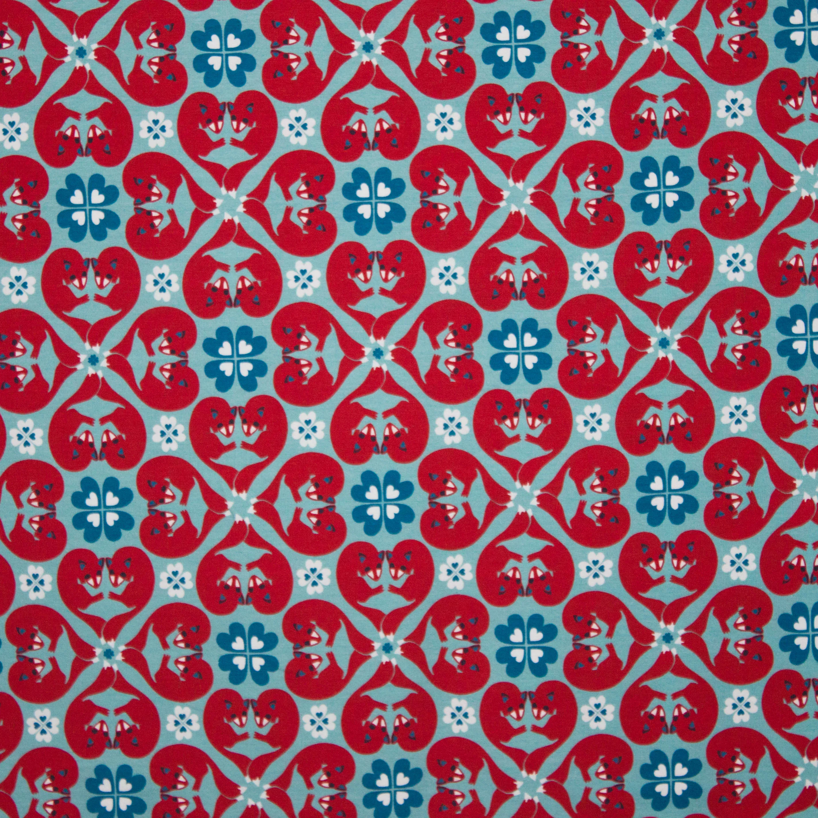 french terry Woodlands Hearts Foxy clover