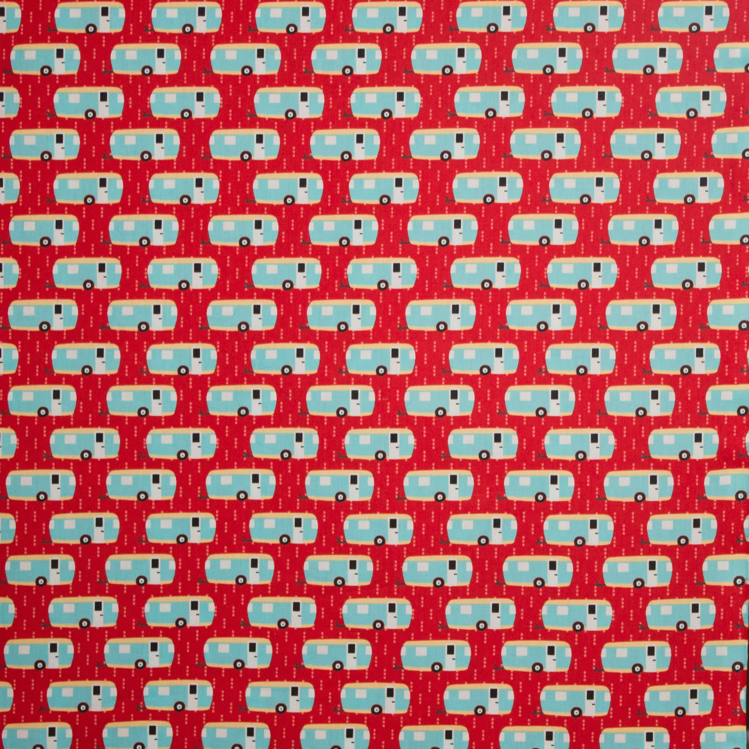 Katoen rood met caravanmotief van Robert Kaufman