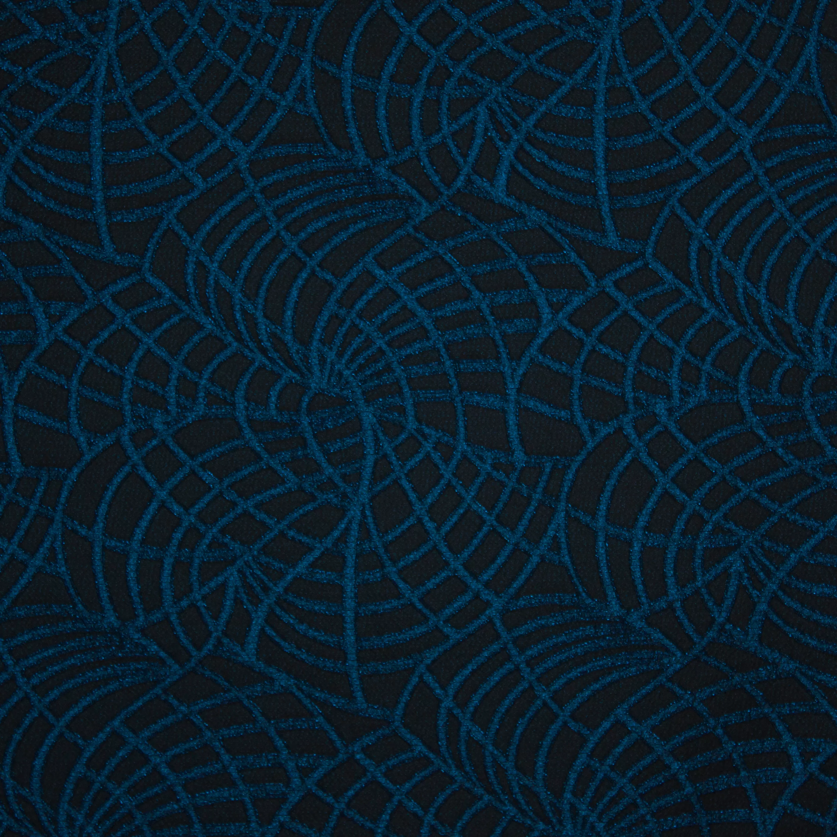 Jacquard met krullen in glitterdraad  zwart/ blauw