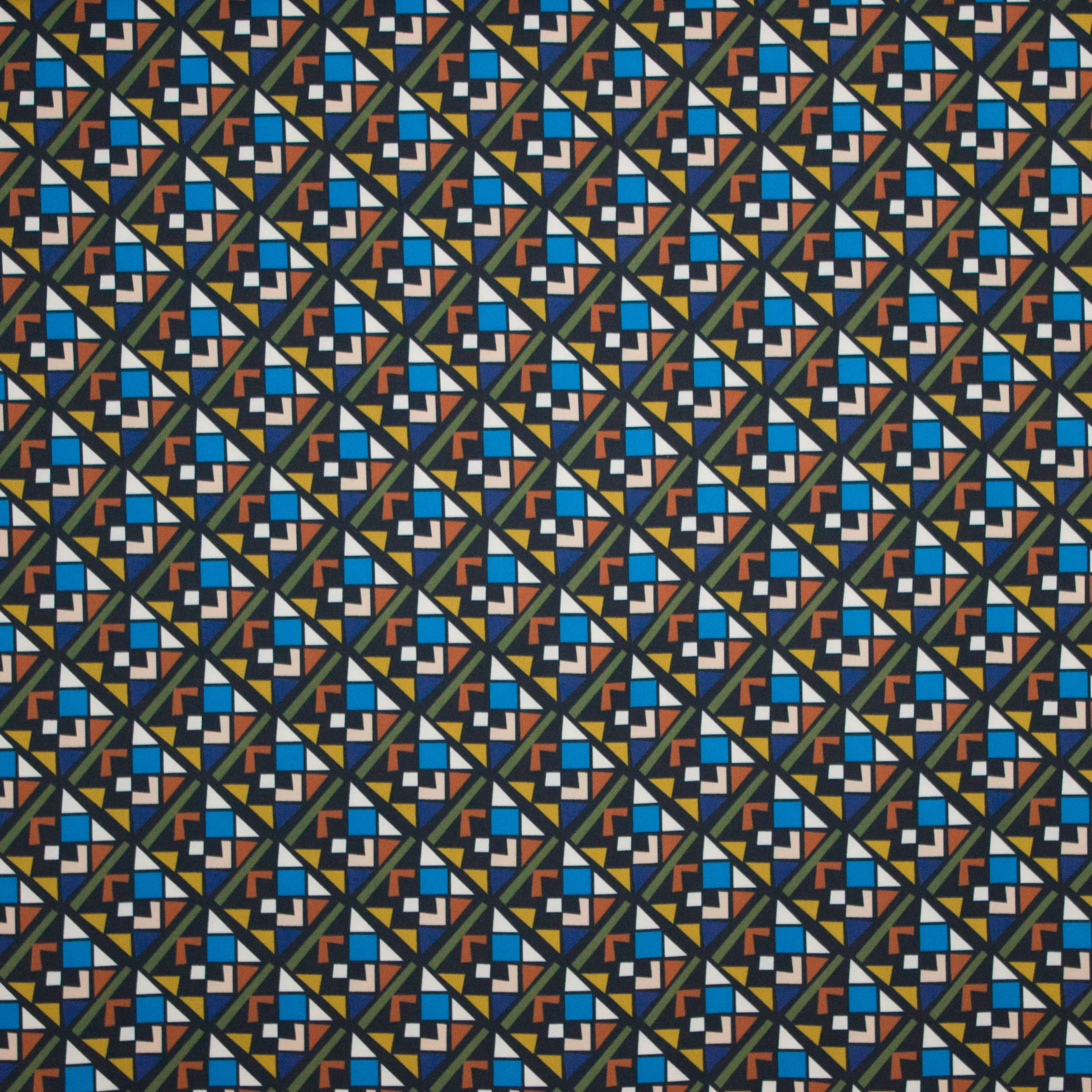Stretch crêpe geometrisch motief