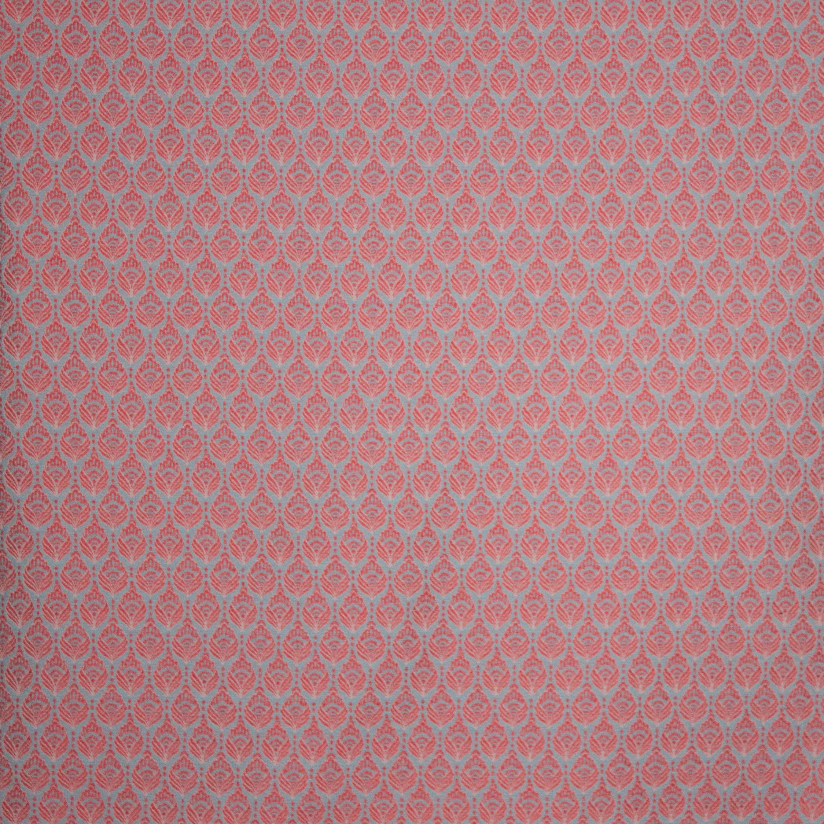 Fijne jacquard lichtblauw en koraal