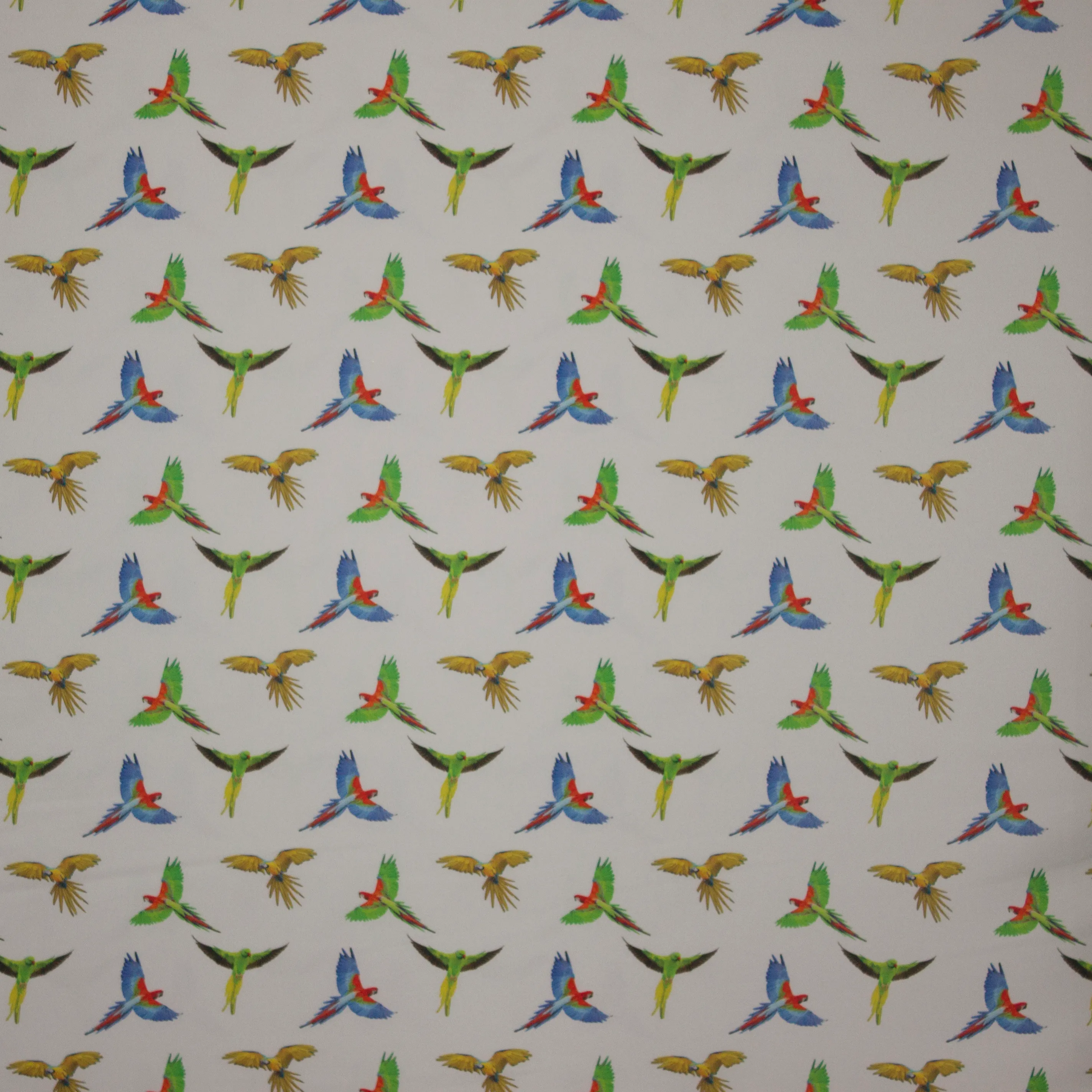 polyester met papegaaienprint