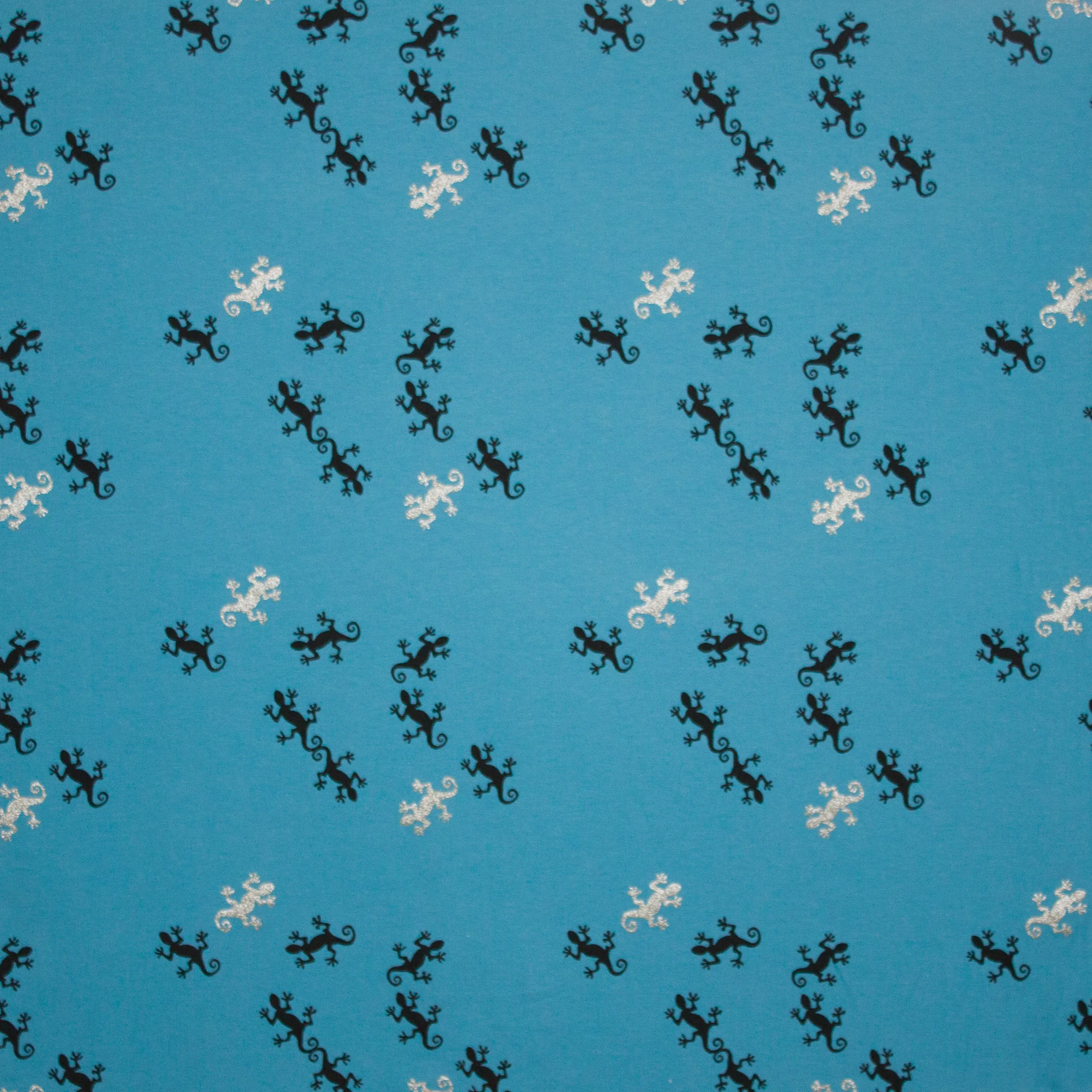 blauwe tricot met hagedissen
