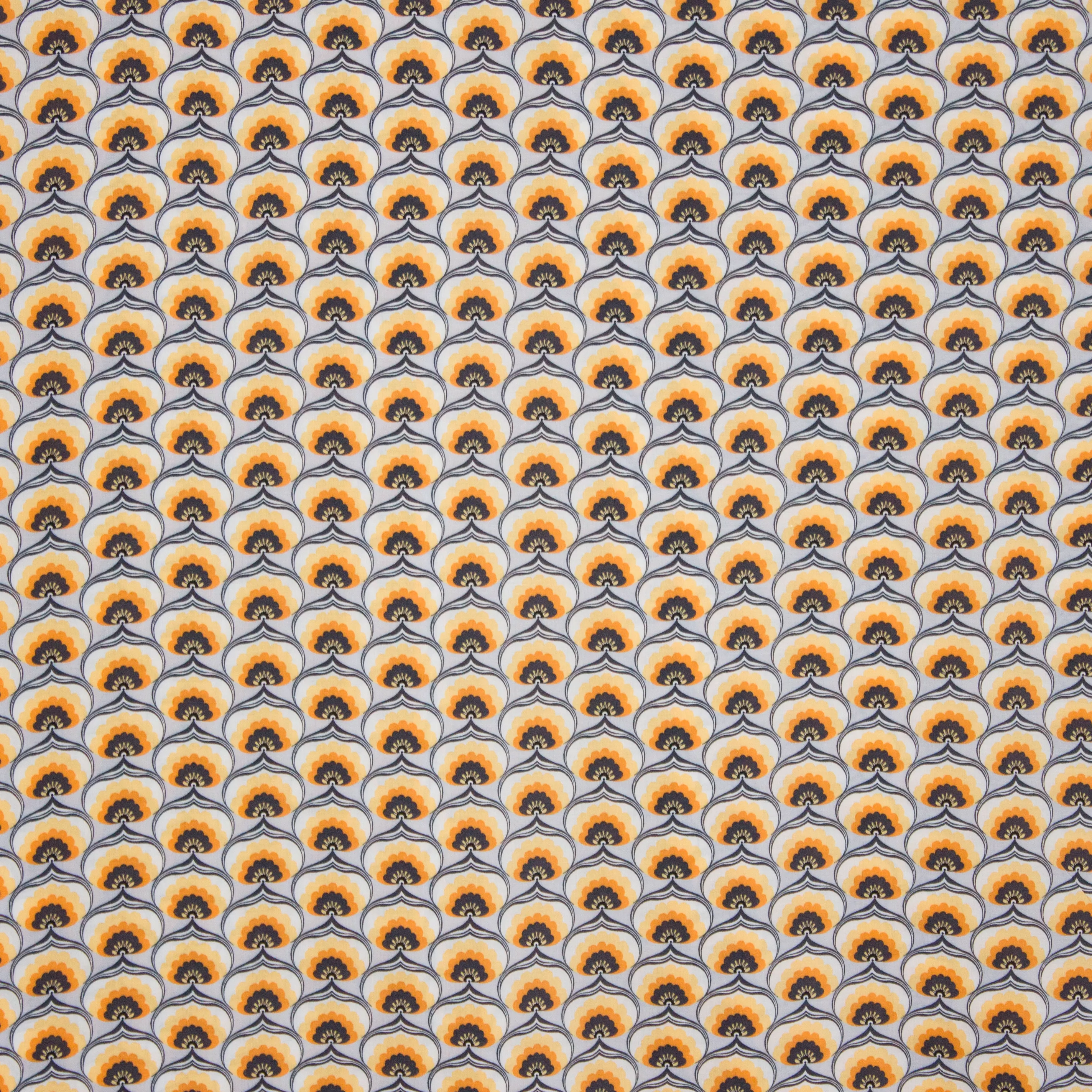 viscose met retro bloemen
