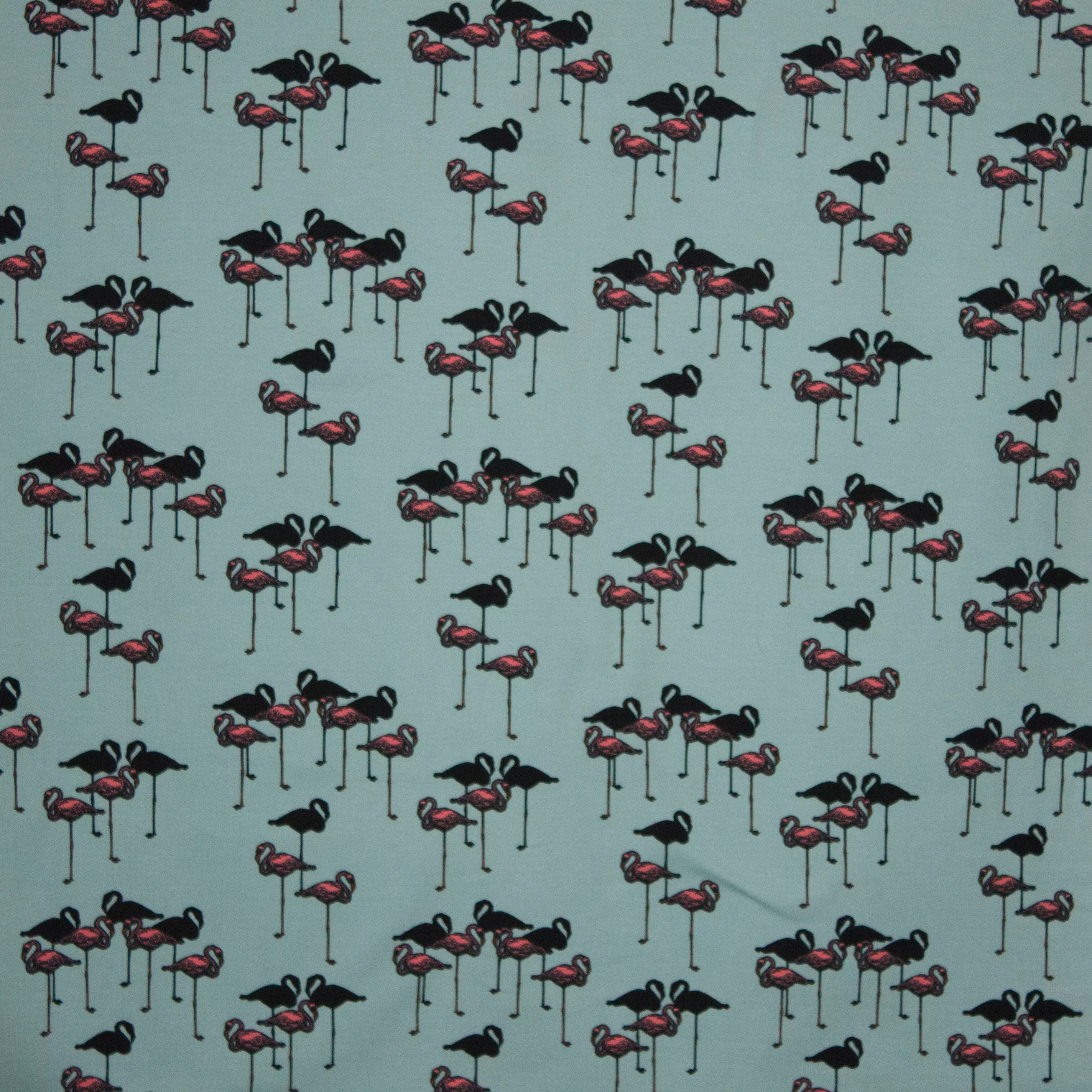 katoentricot met flamingo's