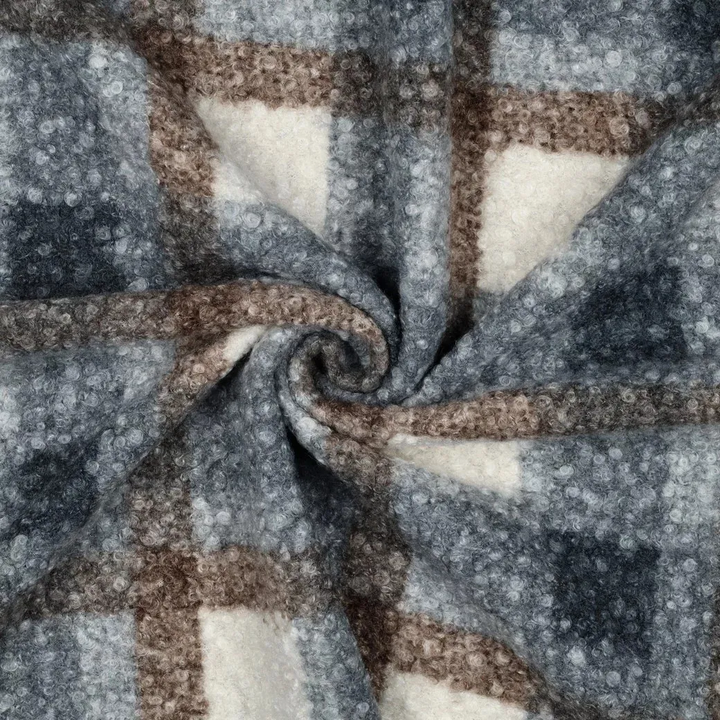 Boucle geruit grijs