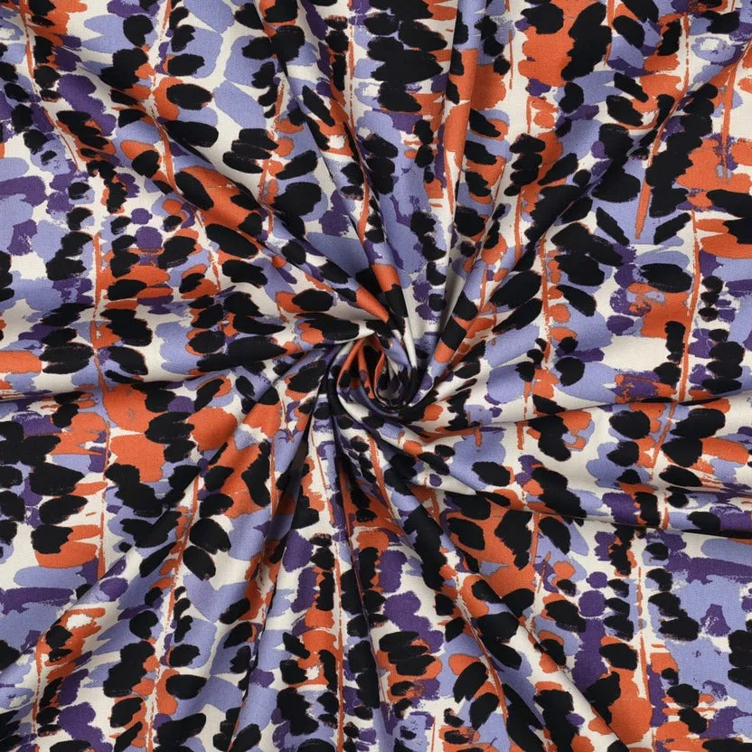 Katoen viscose abstract paars