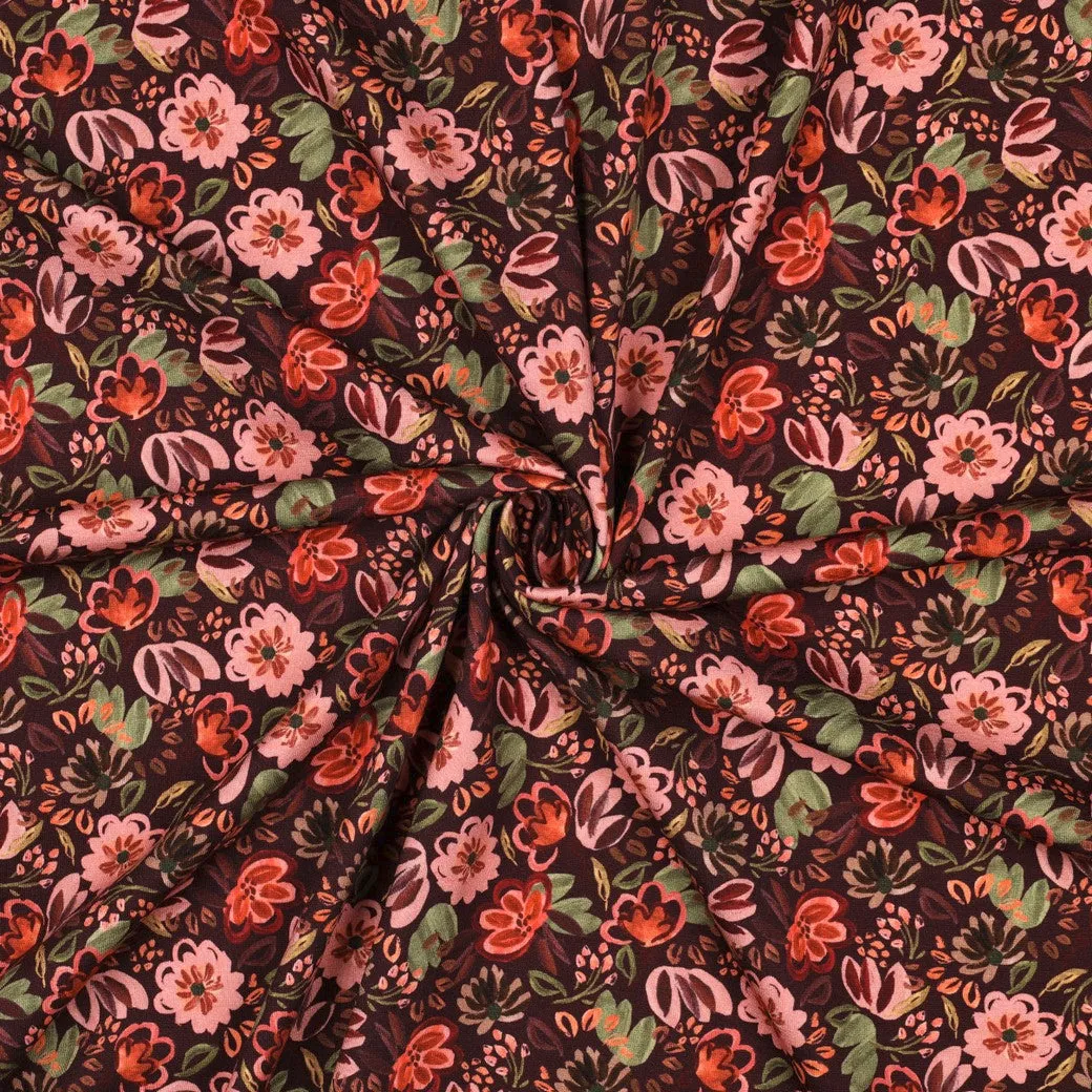 Tricot burgundy met bloemen
