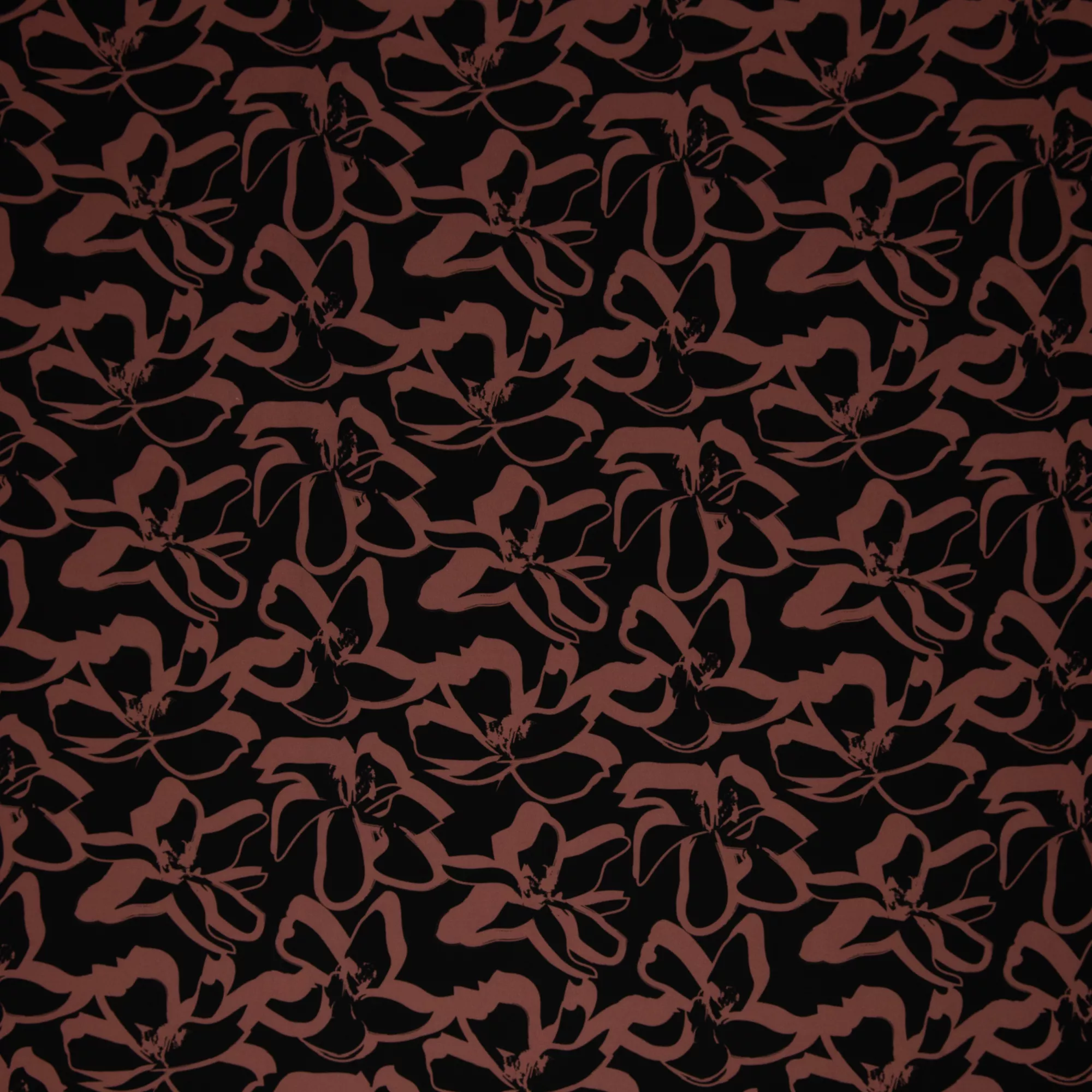 Viscose zwart met roze bloemen Amalia