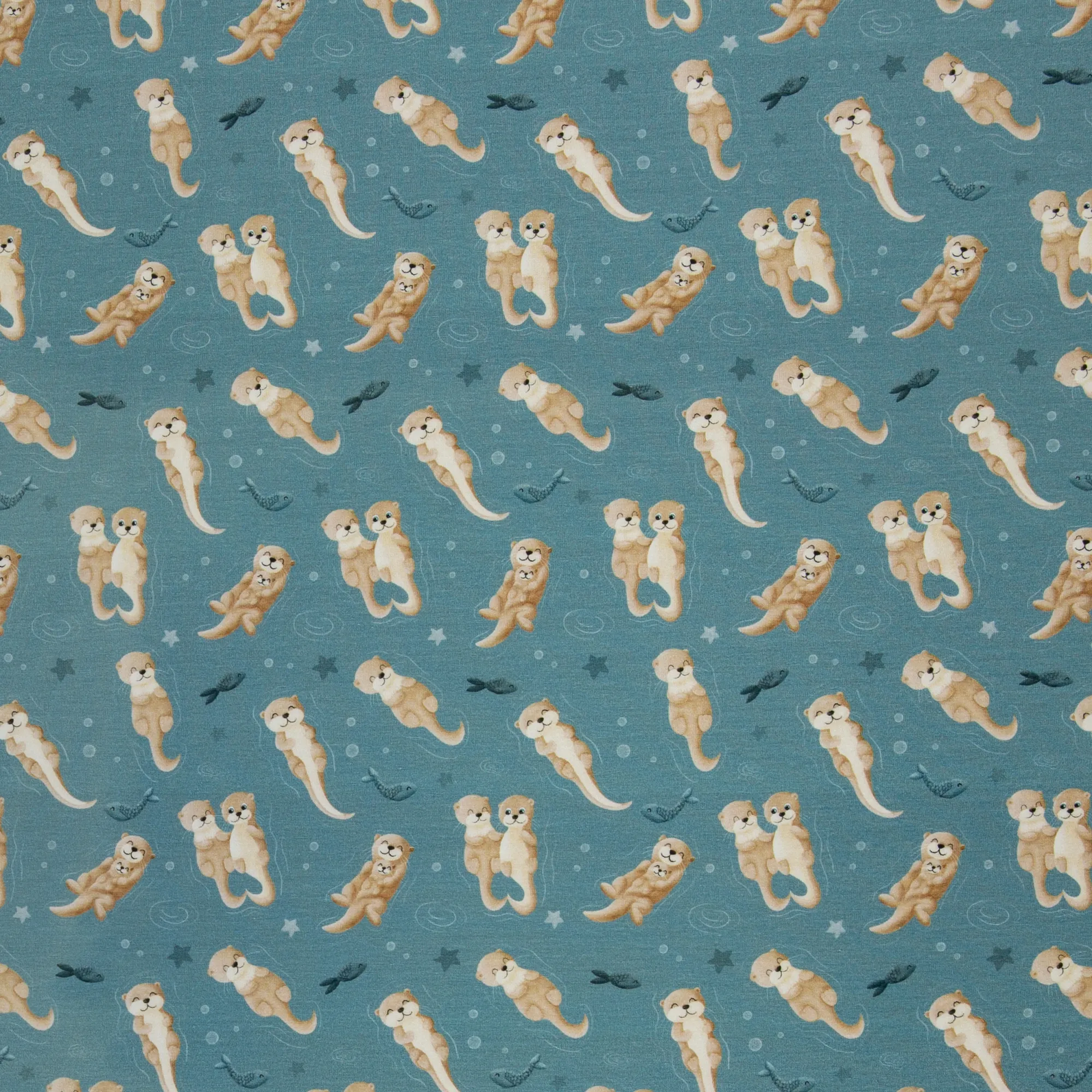 Tricot blauw met otters 'Splish Splash' by Mrs Mint Design