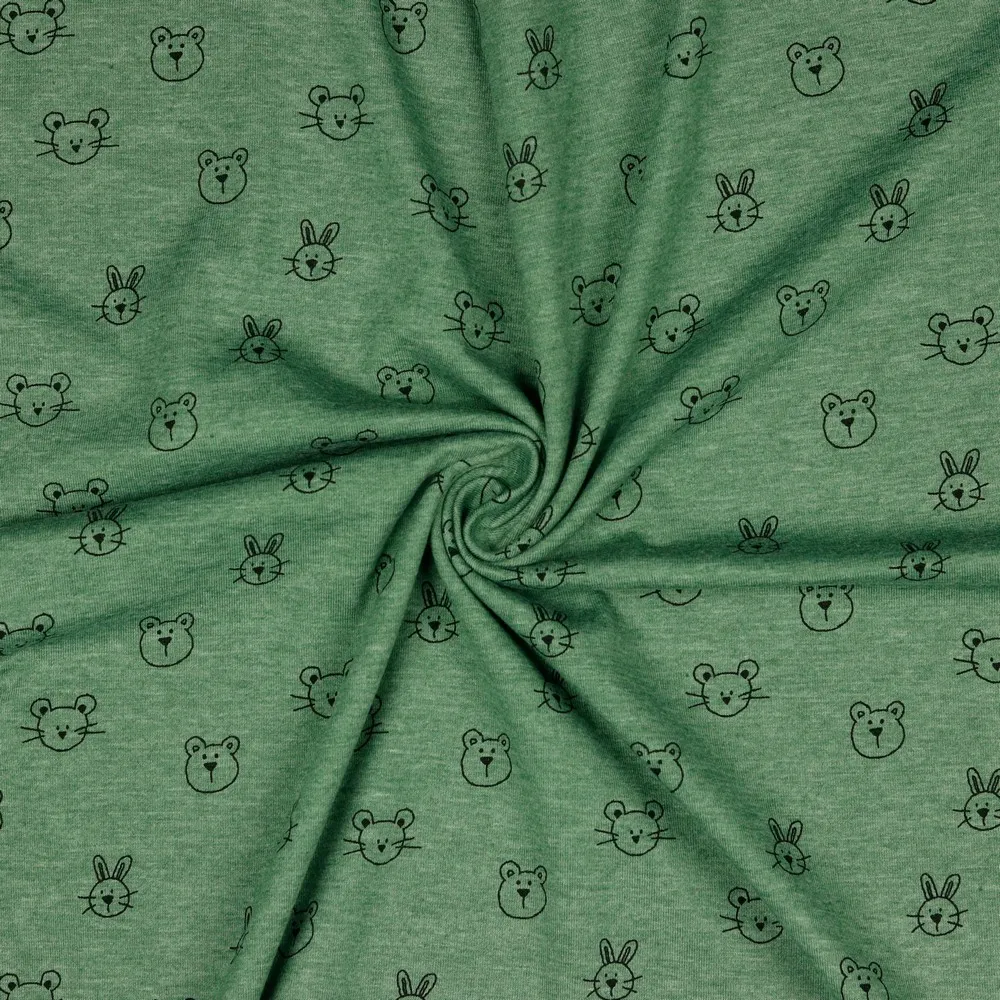 Groene tricot met dierenhoofdjes - Poppy