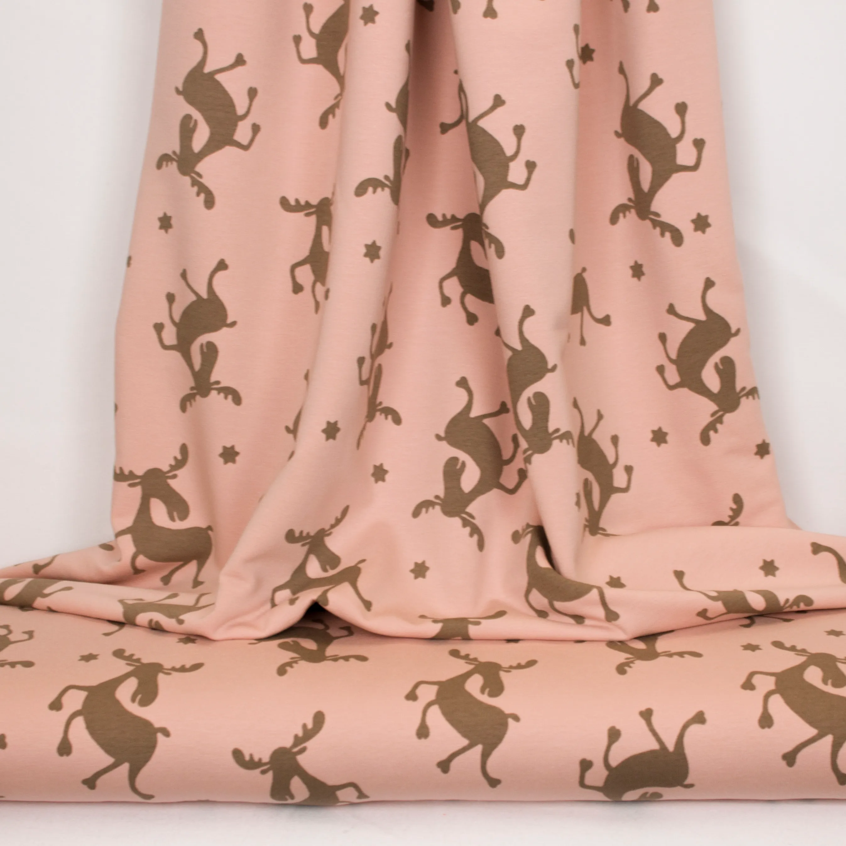 Roze french terry met rendieren