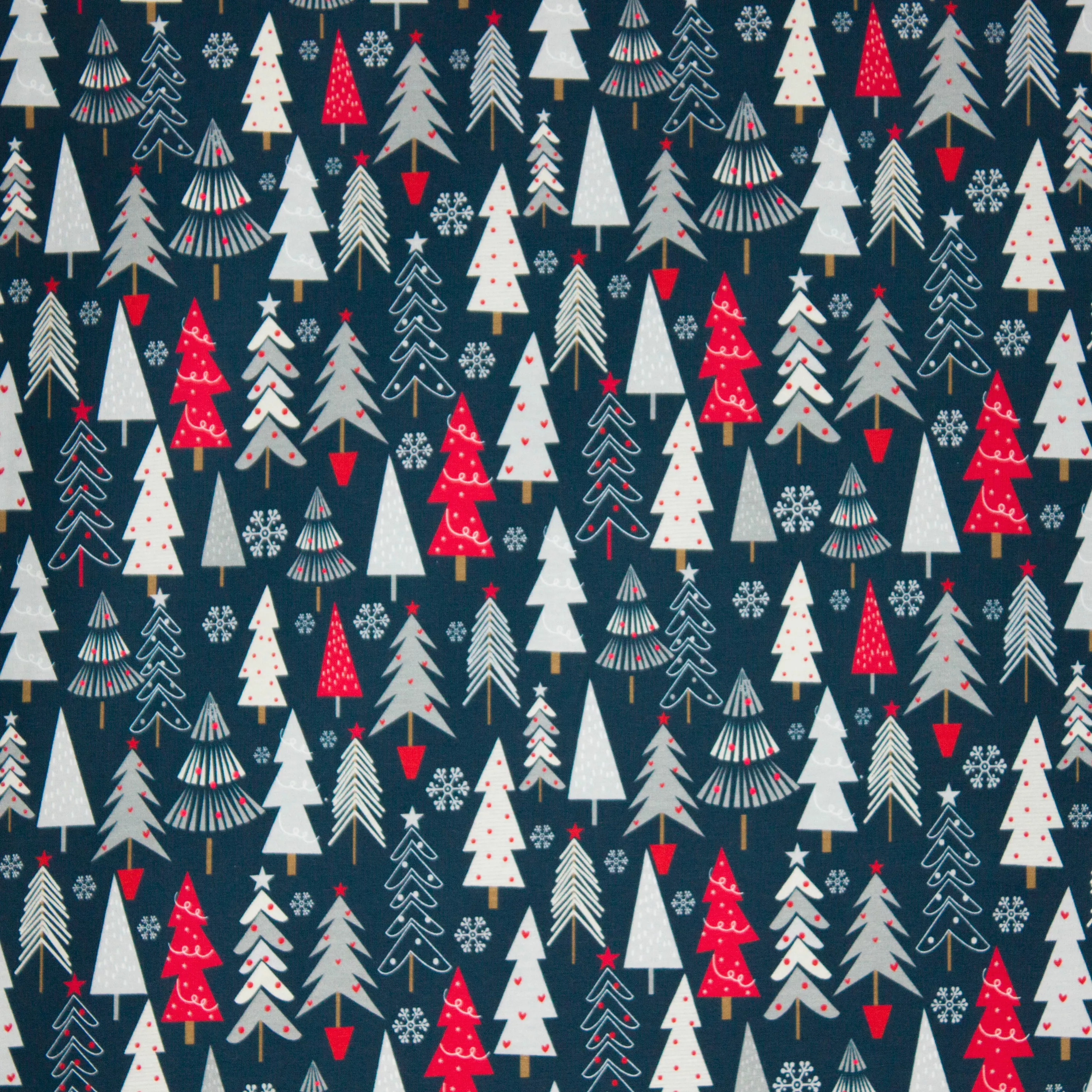 Blauwe tricot met kerstbomen