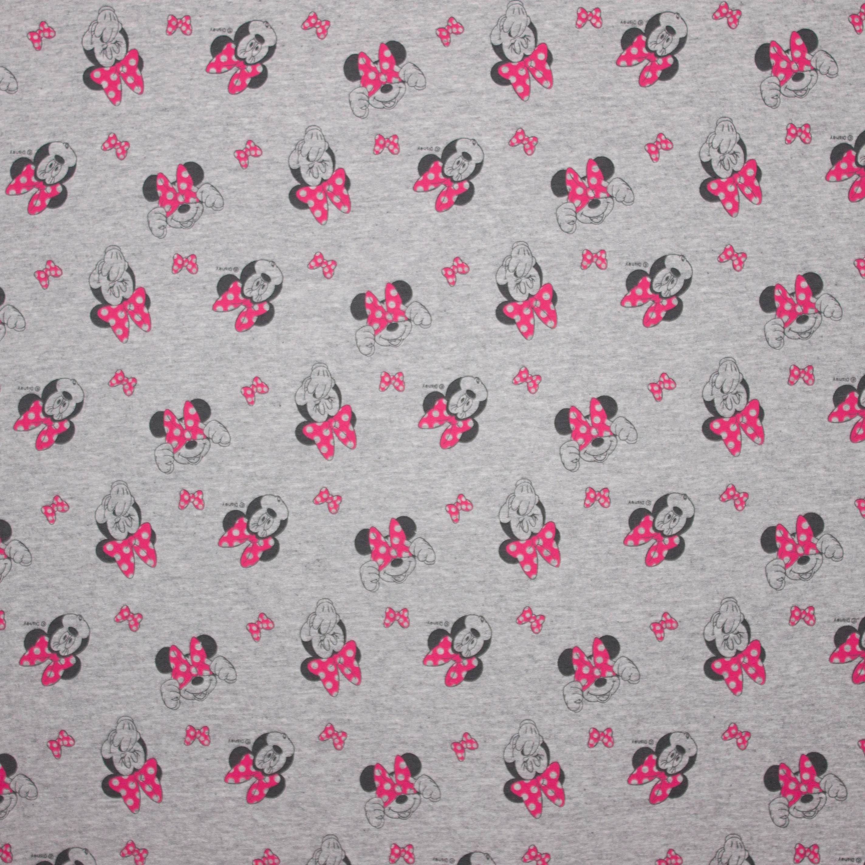 Grijze gemeleerde french terry met Minnie Mouse