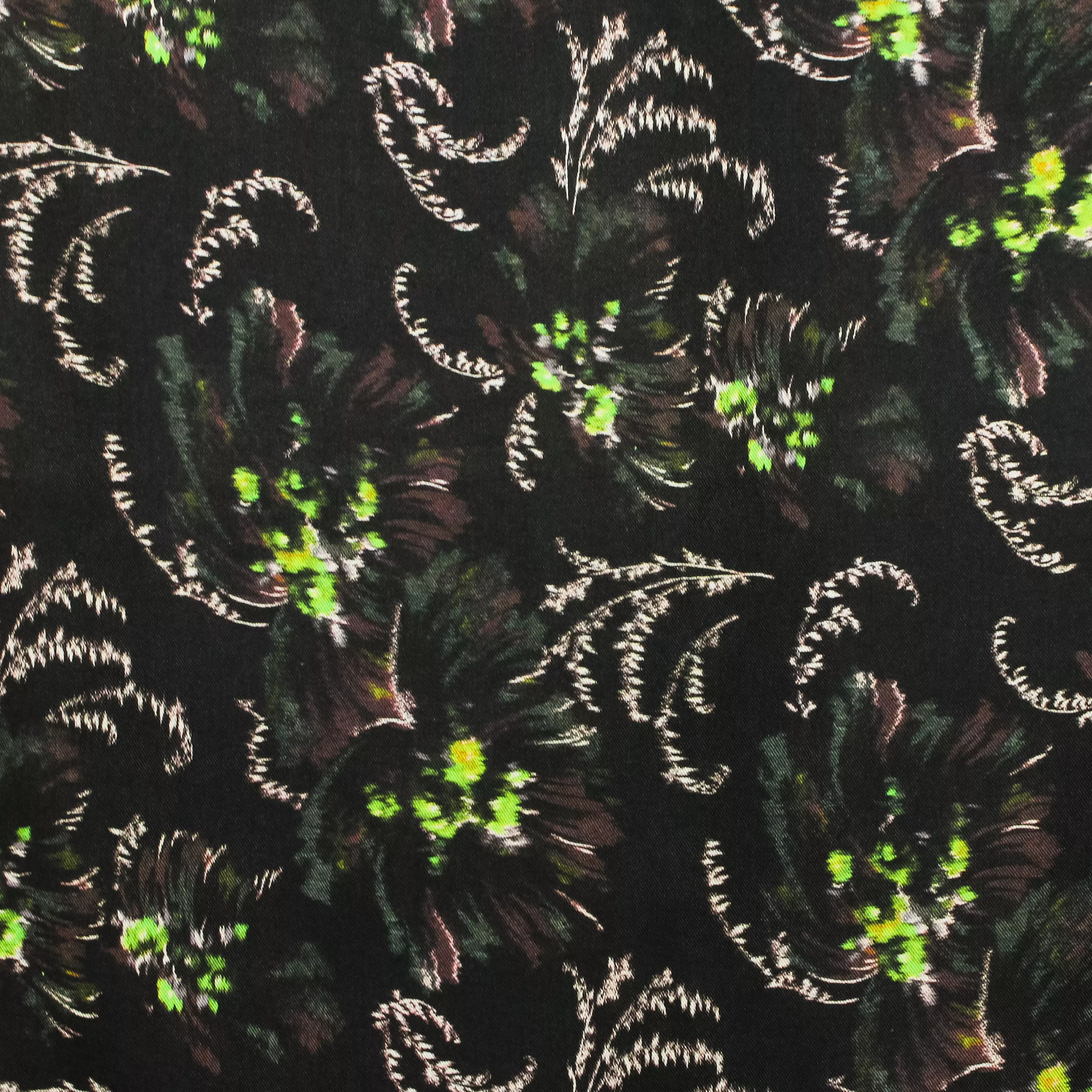 Donkere viscose met abstract bloemenmotief