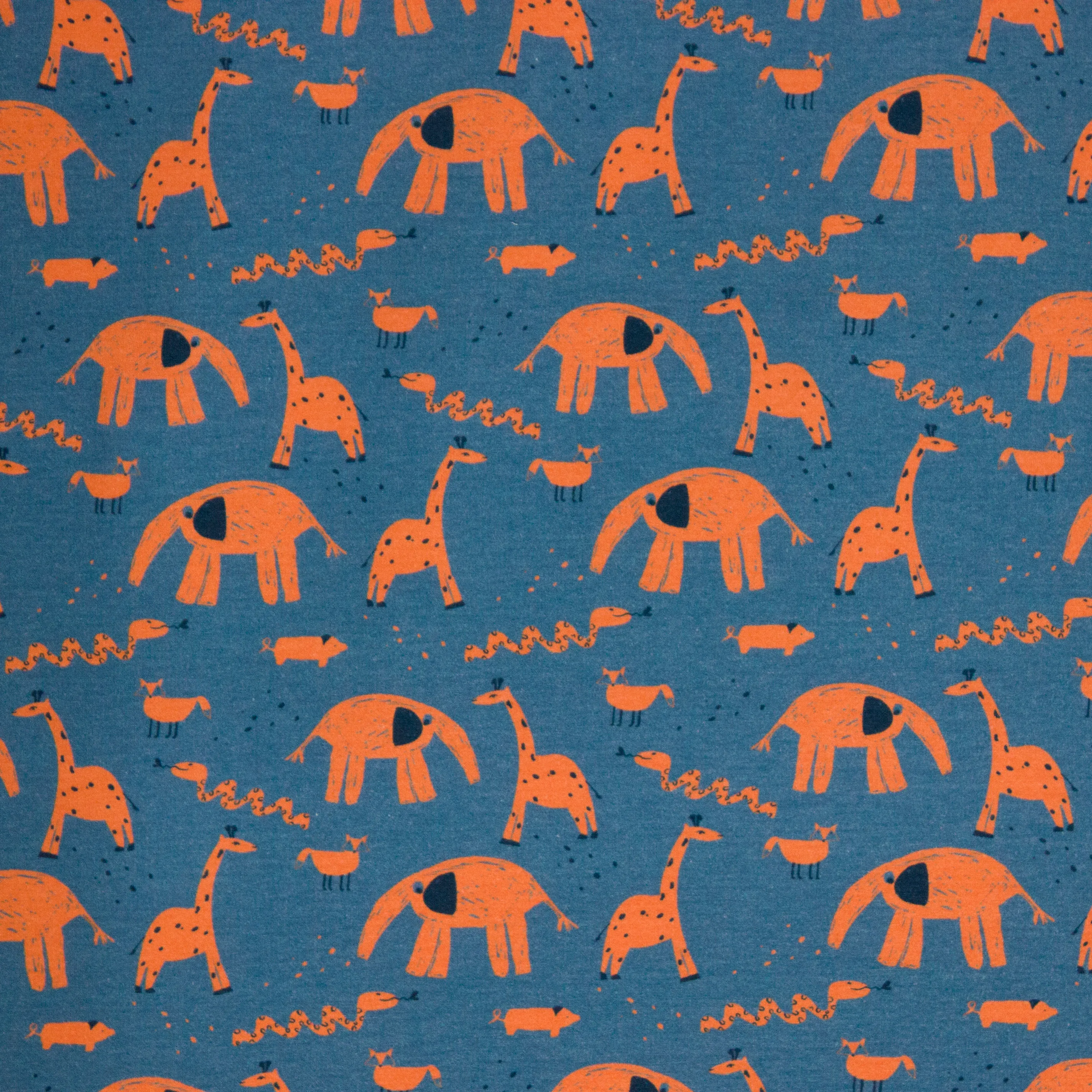 Blauwe french terry met dieren van About Blue