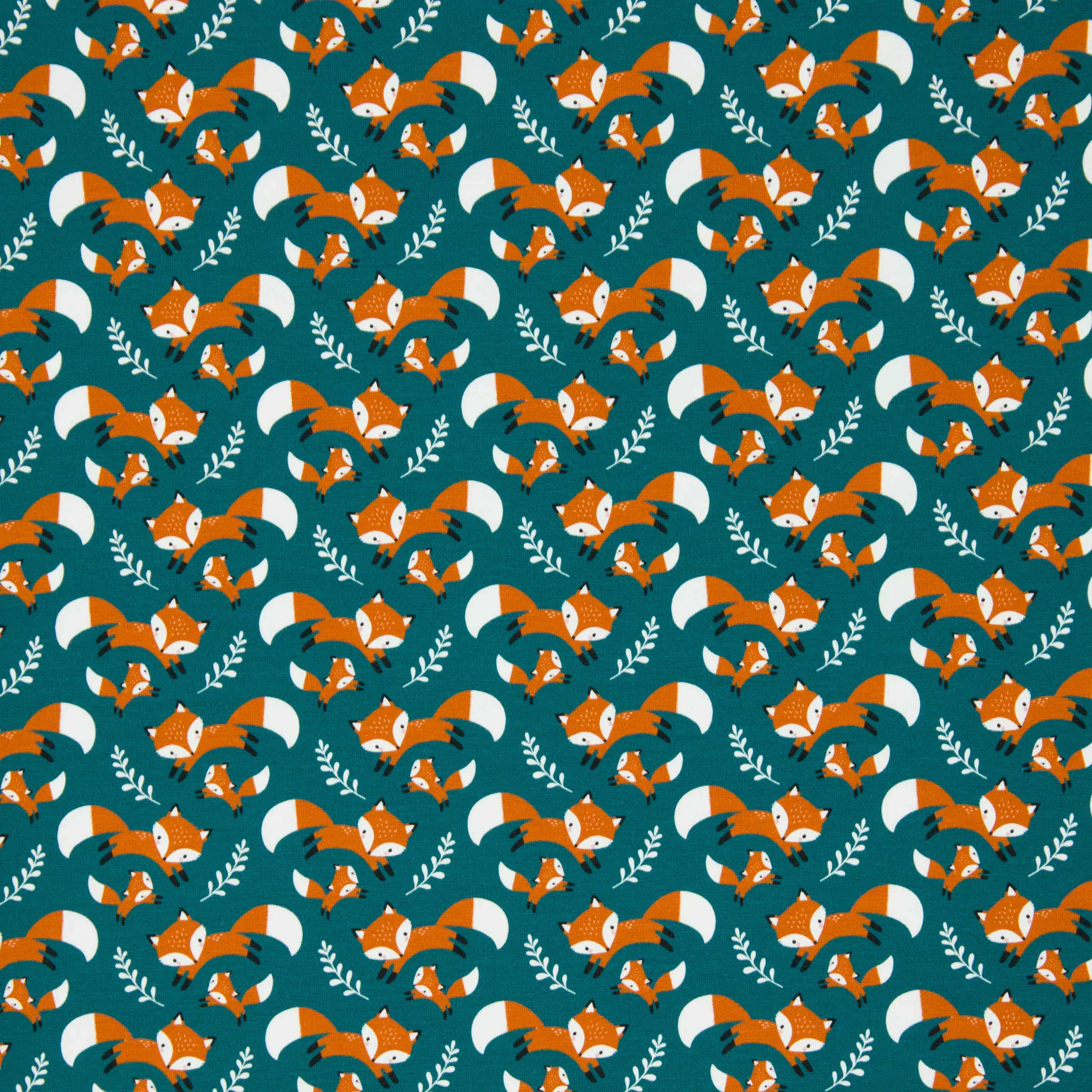 Turquoise tricot met vosjes 'Theo'