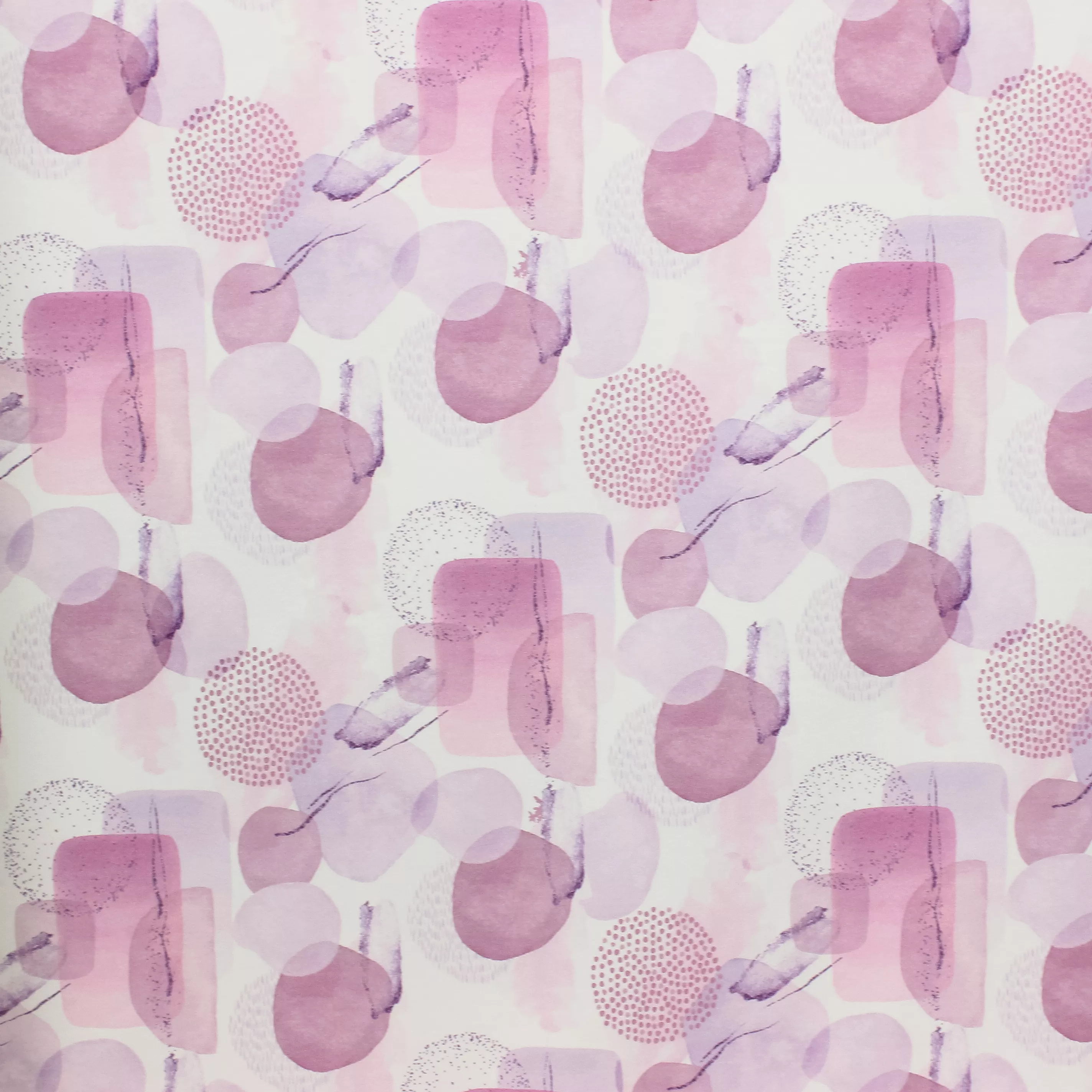 Organische french terry met lila print 'Artistic Lilac'