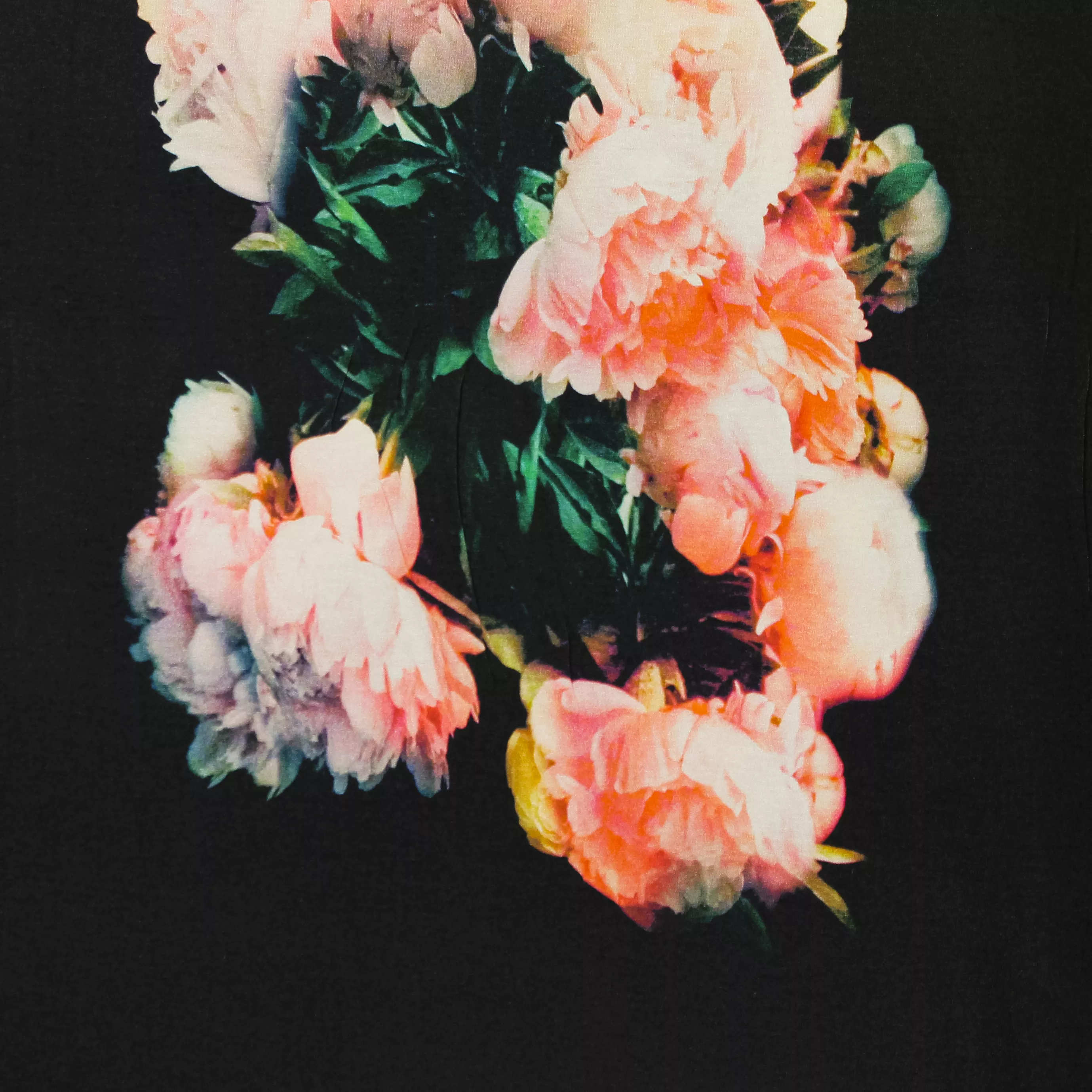 Zwarte rekbare rayon met bloemen