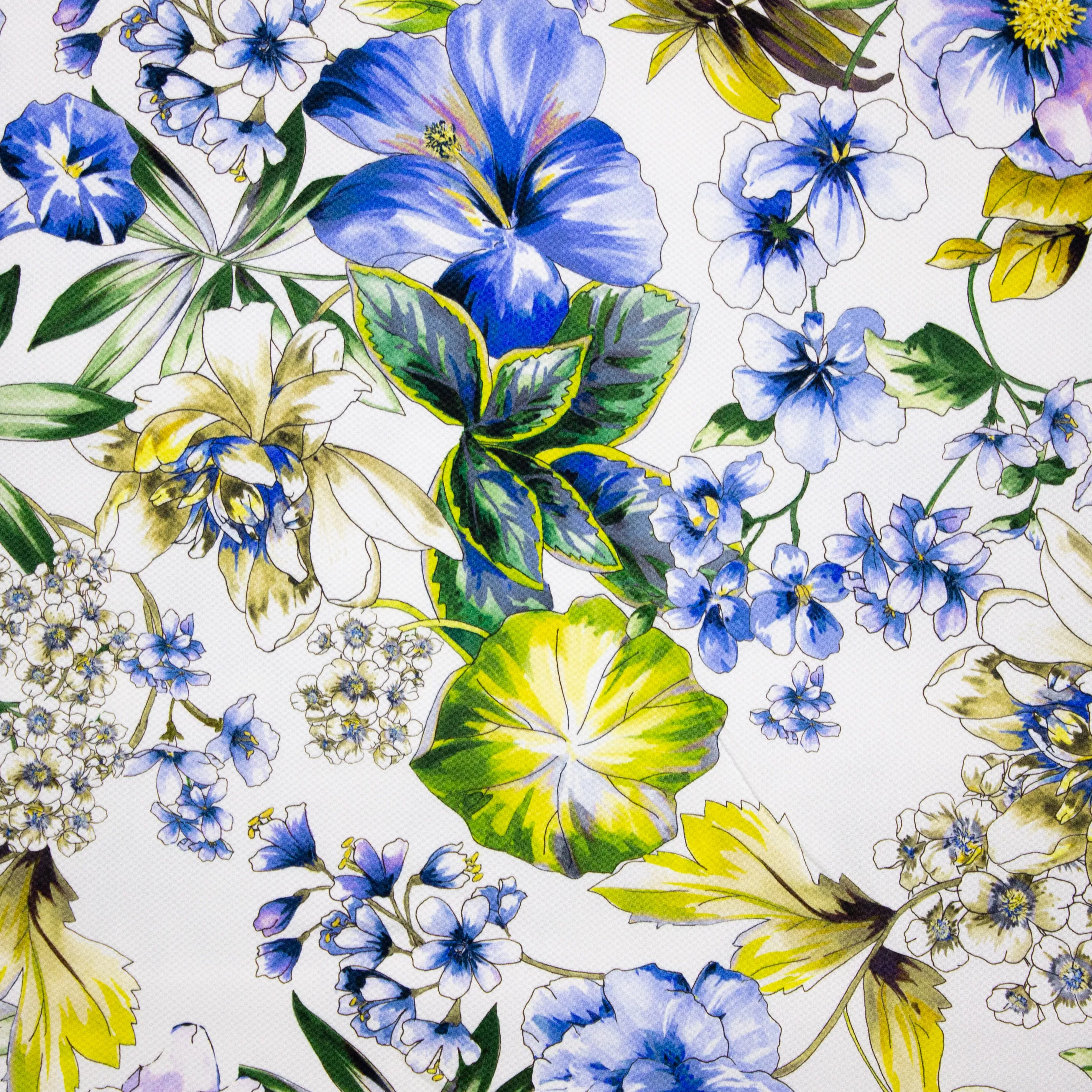 Witte Italiaanse Piqué met Bloemen van Alta Moda