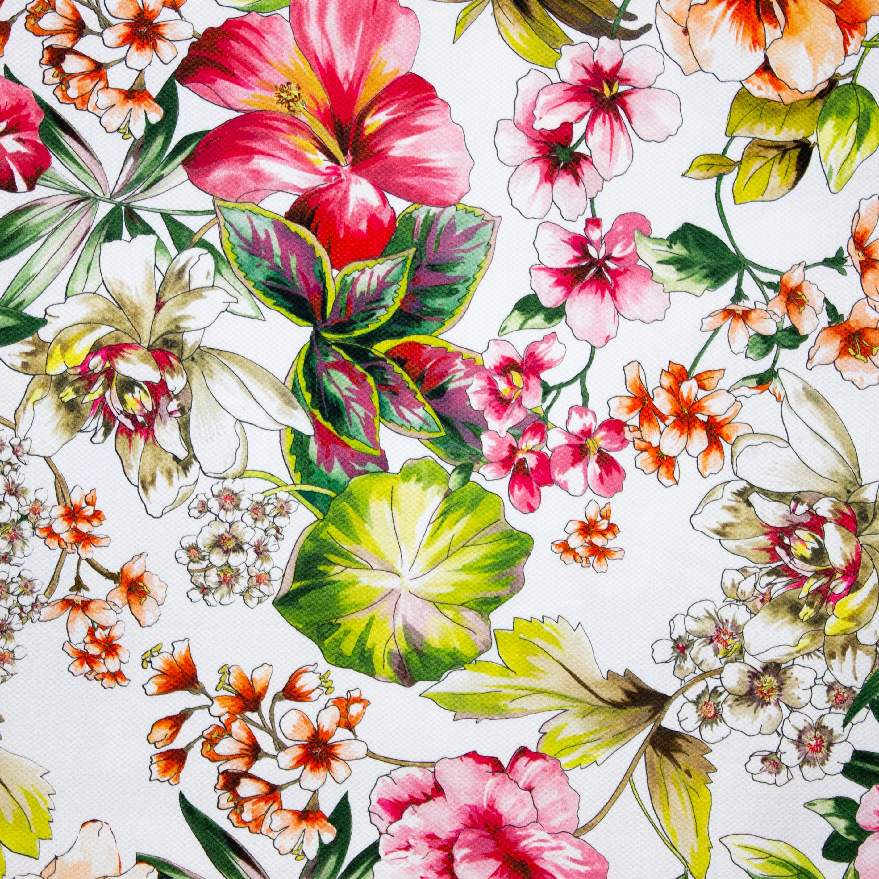 Witte Italiaanse Piqué met Bloemen van Alta Moda