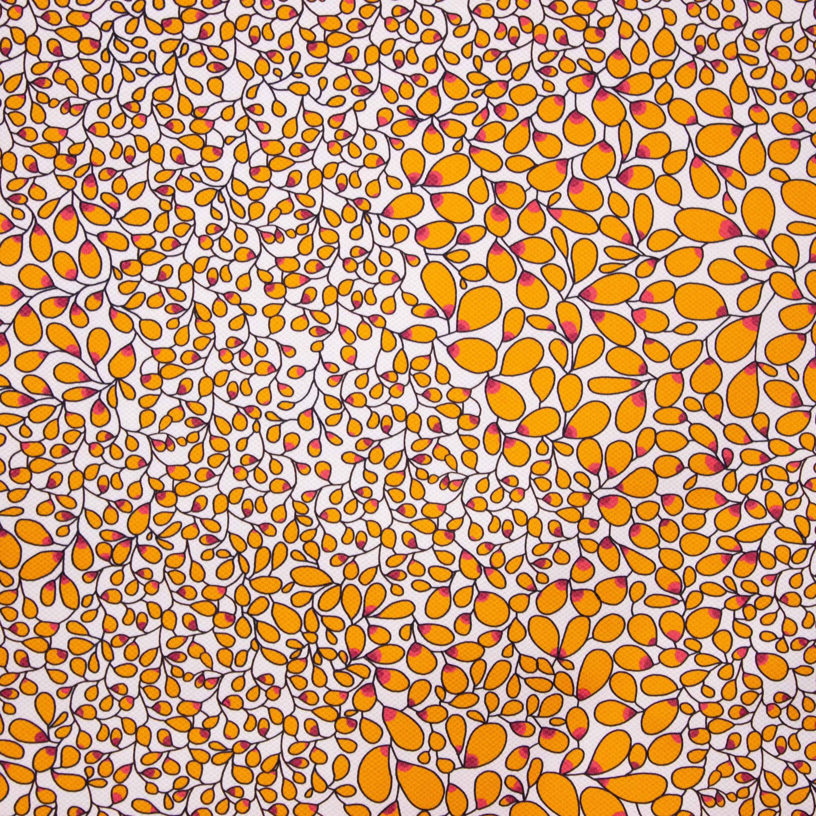 Witte Italiaanse Piqué met Oranje Patroon van Alta Moda
