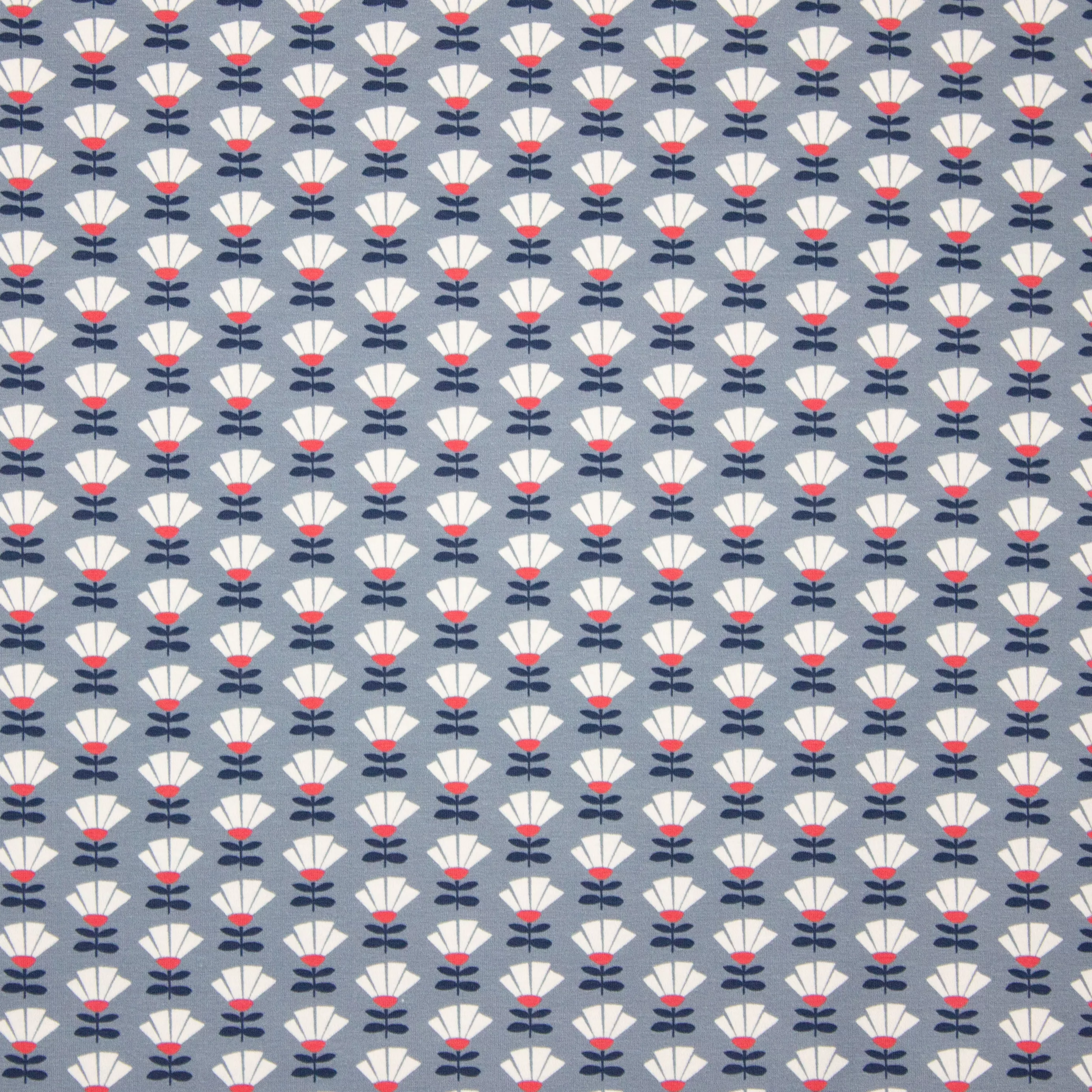 Grijze tricot met retro bloemetjes