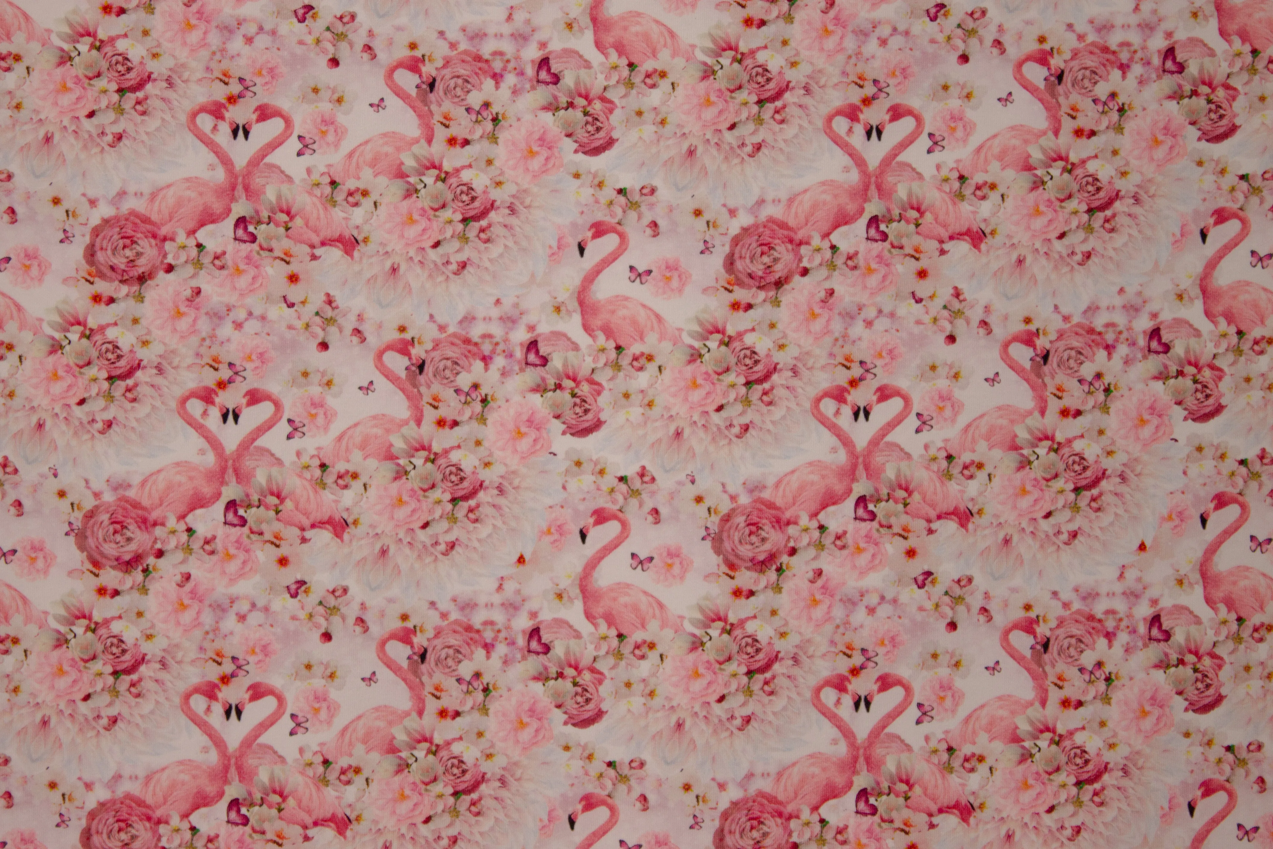 Roze tricot met flamingo's