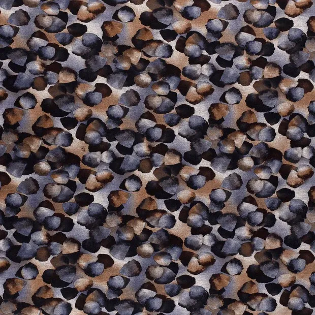 Bruine punta di roma met bloembladeren, polyester/viscose mengeling - B*Trendy