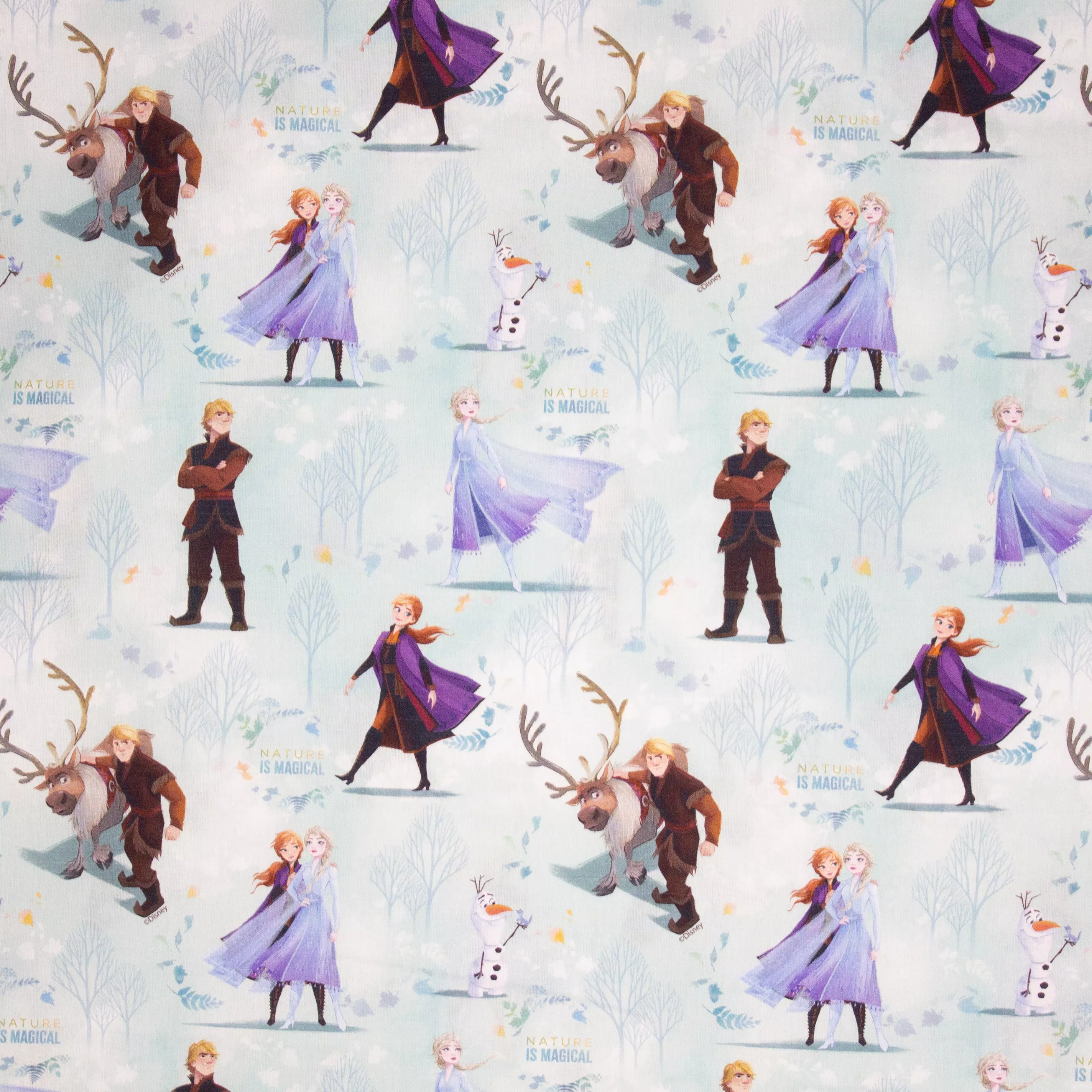 Blauw katoentje met Frozen figuren