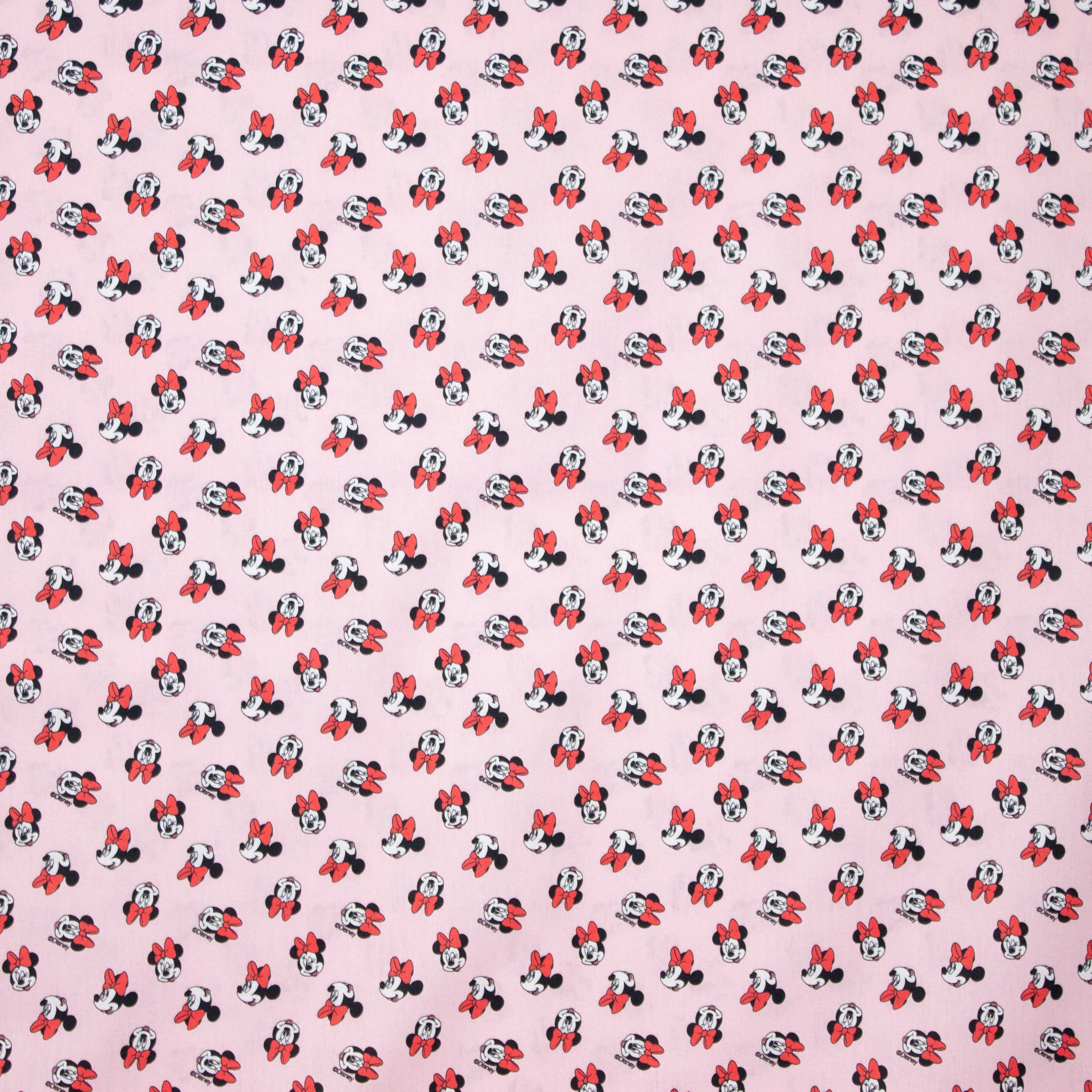 Roze Katoen met Minnie Mouse Figuurtjes