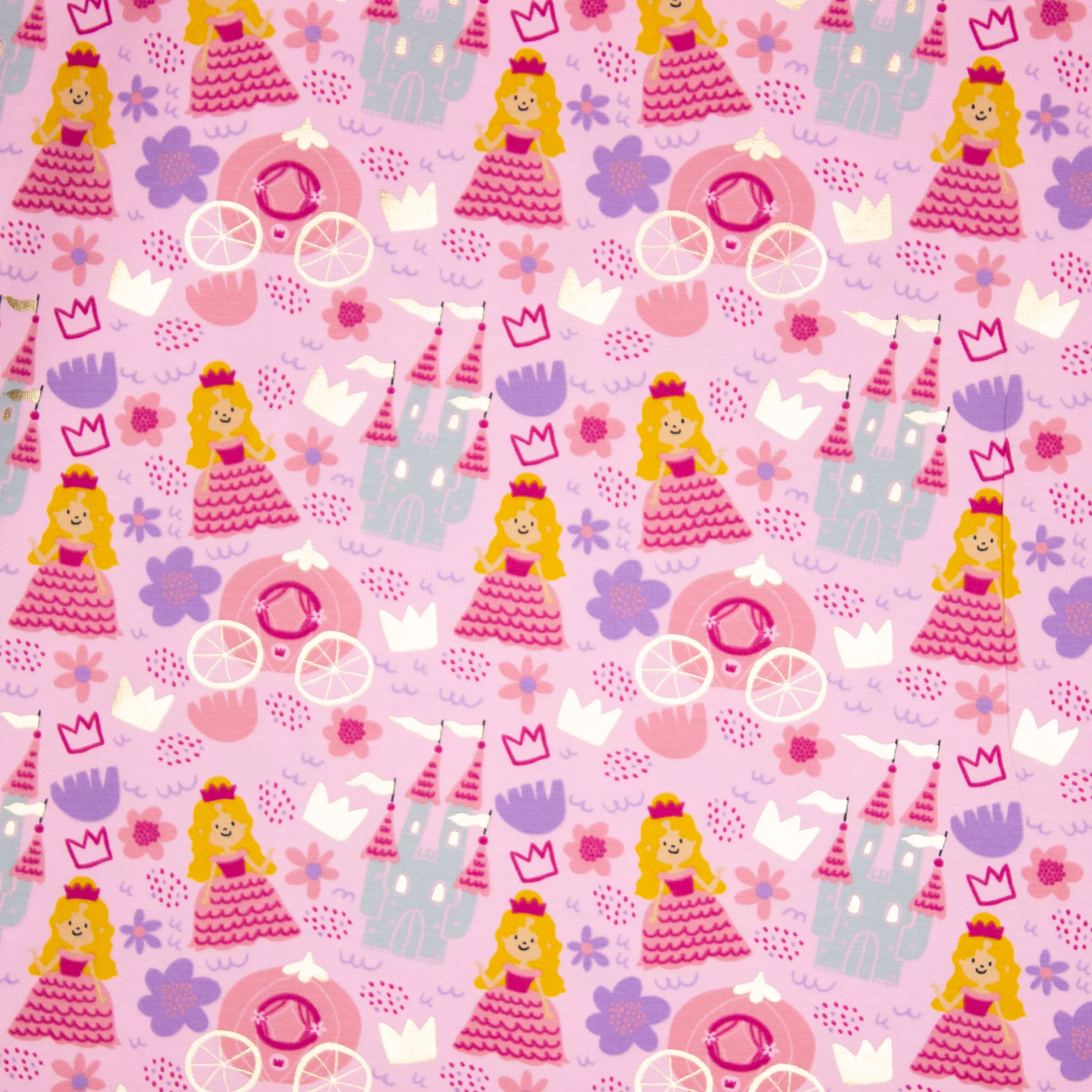 Roze tricot met prinsessen