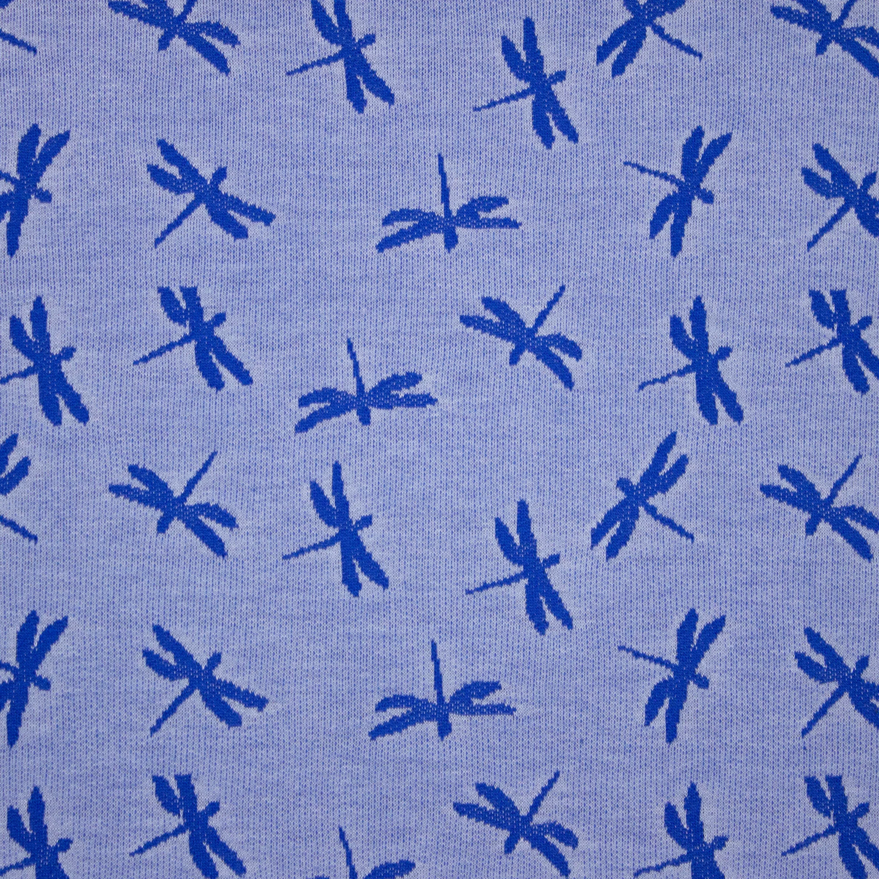 Blauwe jacquard tricot met libellen