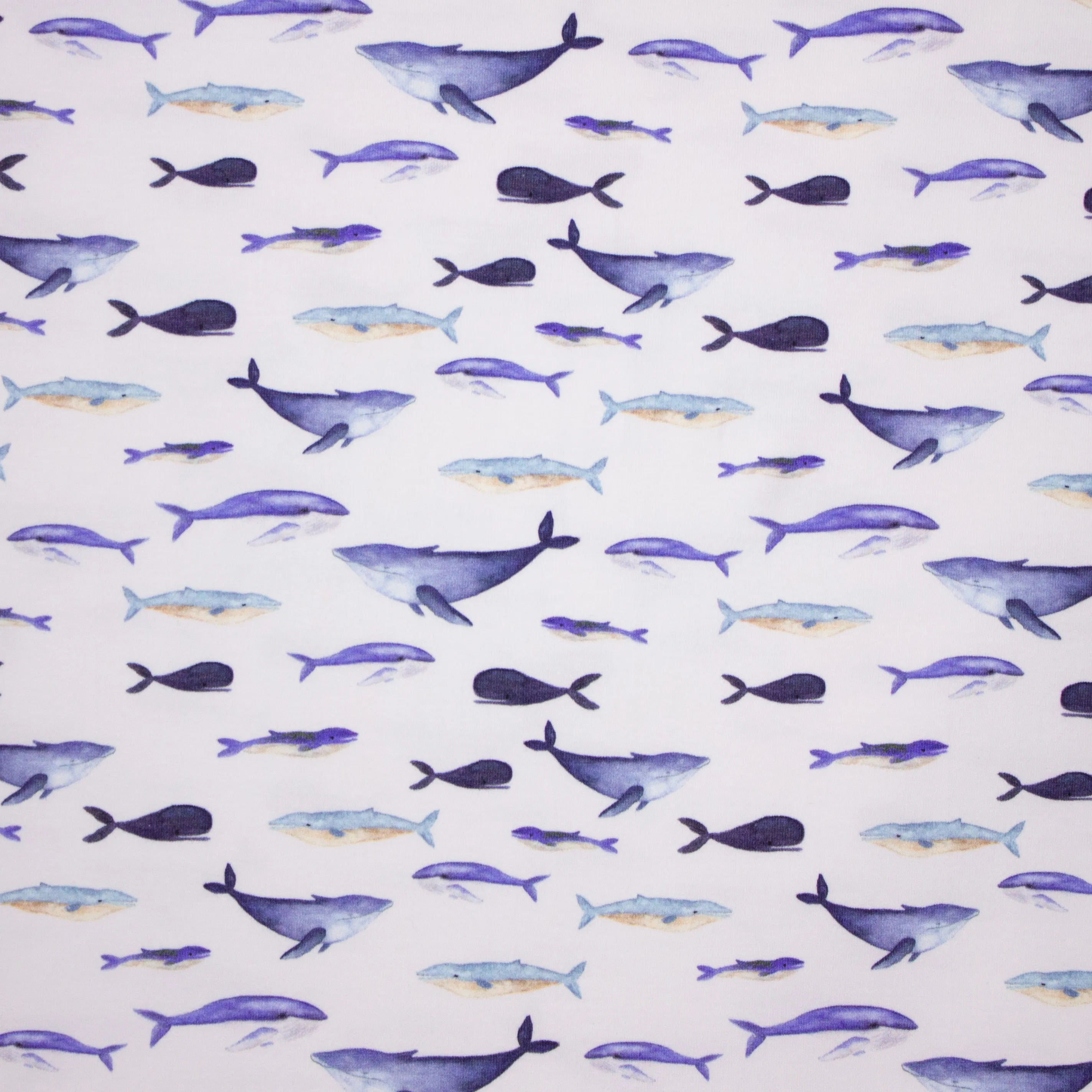 Witte Katoen Tricot met Zeedieren