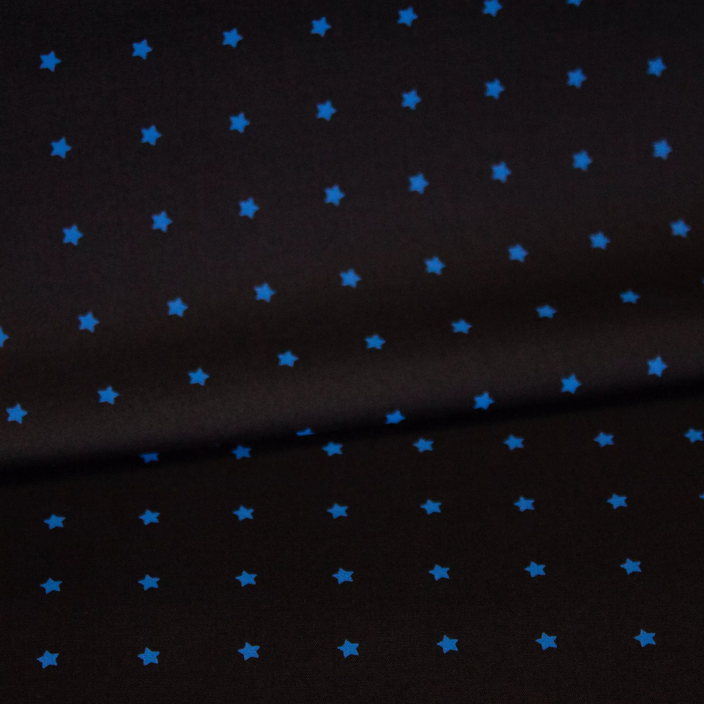 Zwarte Katoen Stretch met Blauwe Sterretjes van Fibre Mood