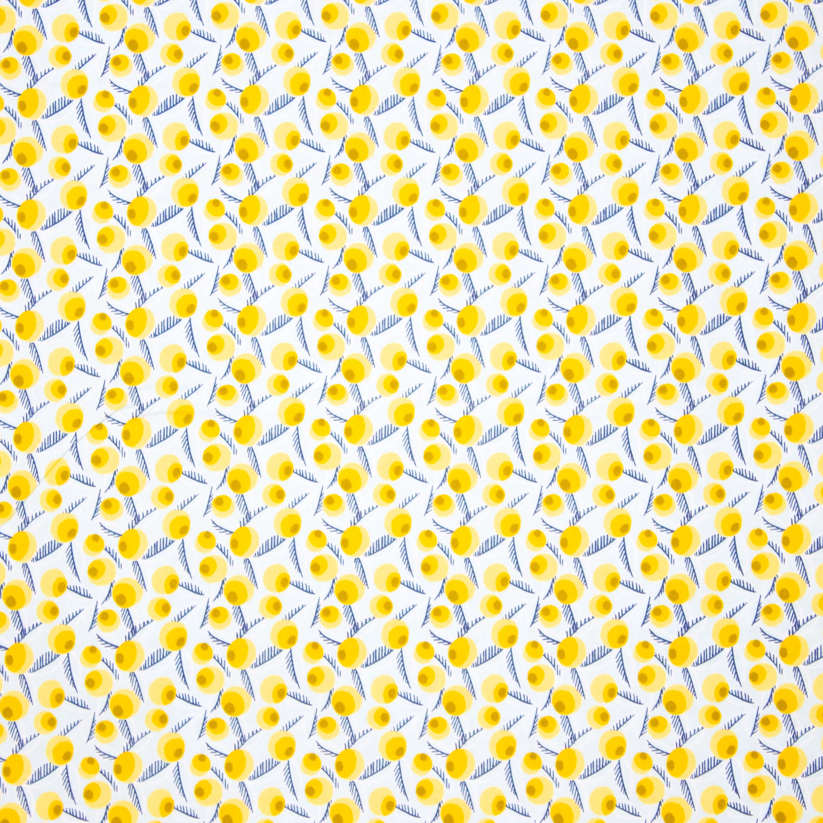 Katoen met gele retro bloemetjes