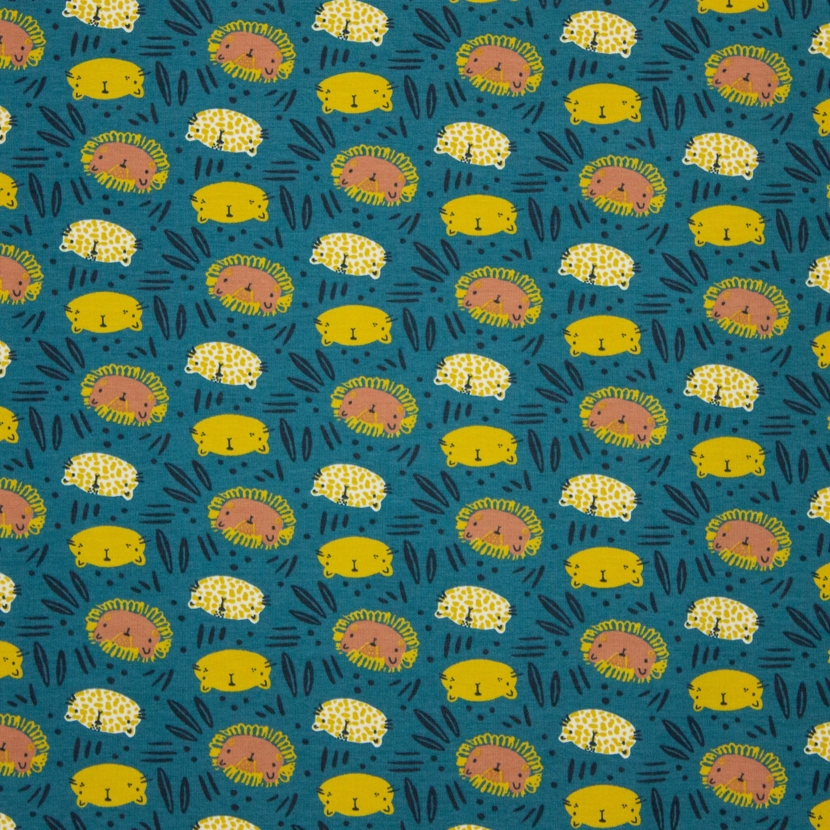 Petrol tricot met roofdieren