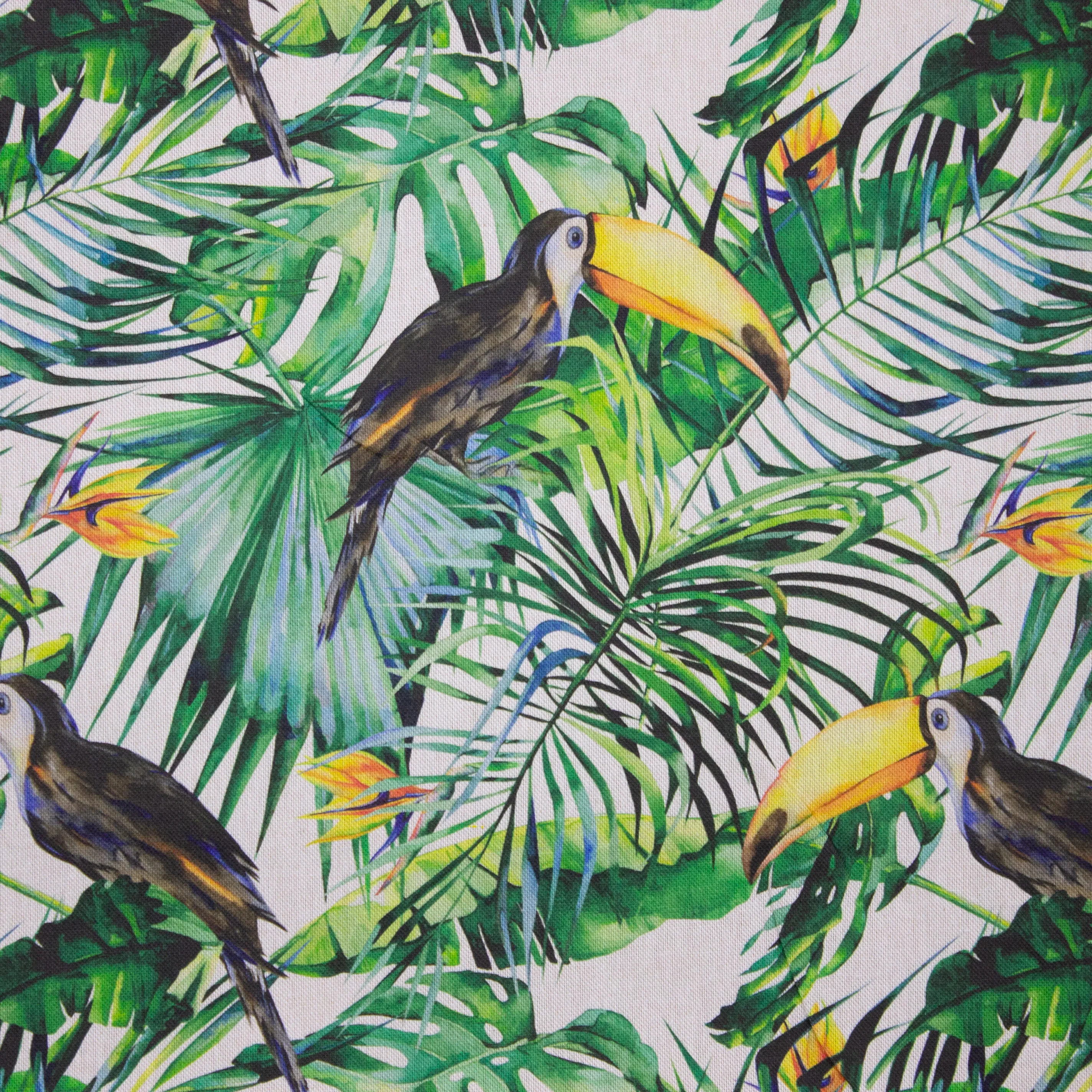 Canvas met Exotische Planten en Toekan