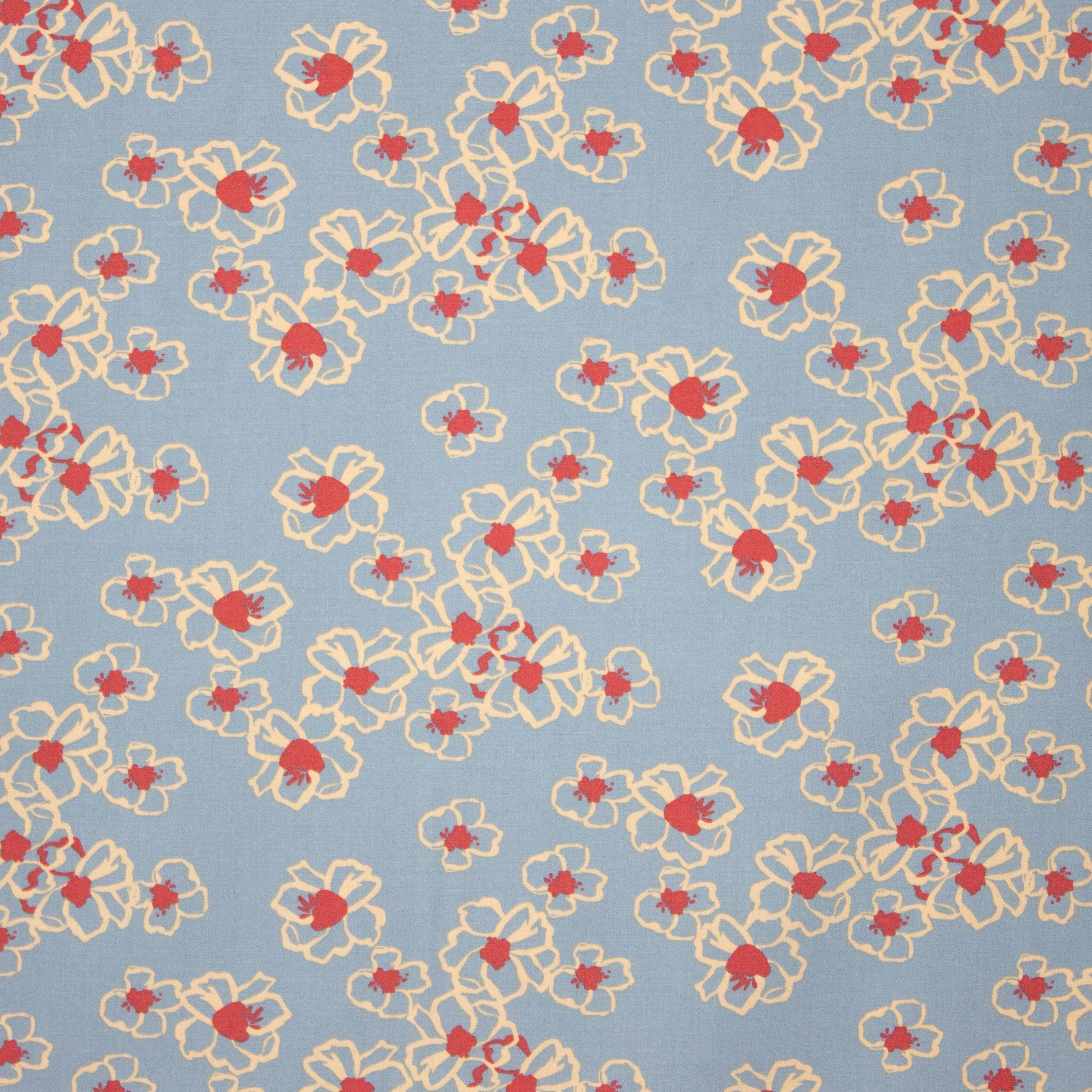 Blauwe Viscose met Bloemetjes